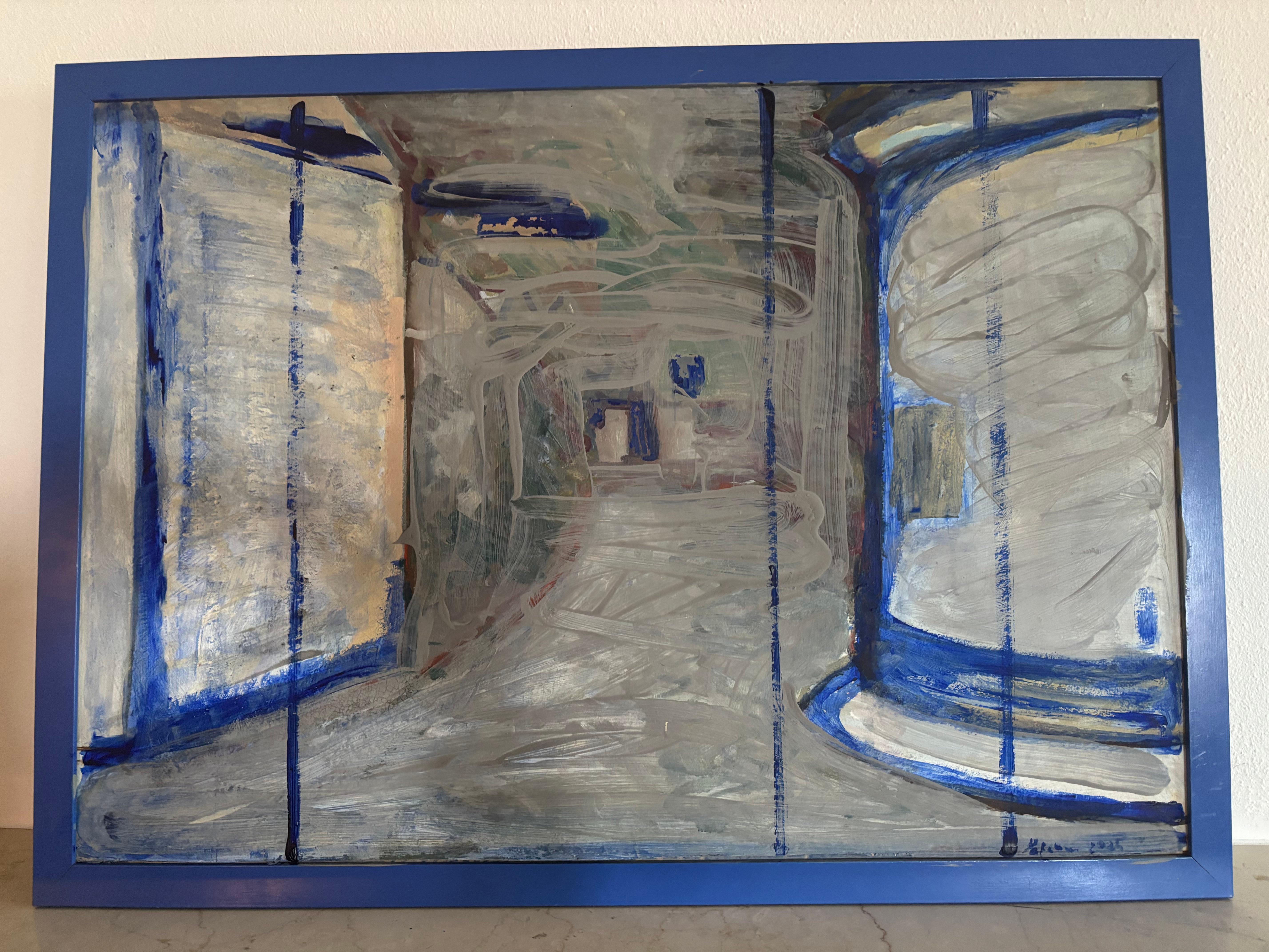 Double Blue Painting Signed For Sale 5