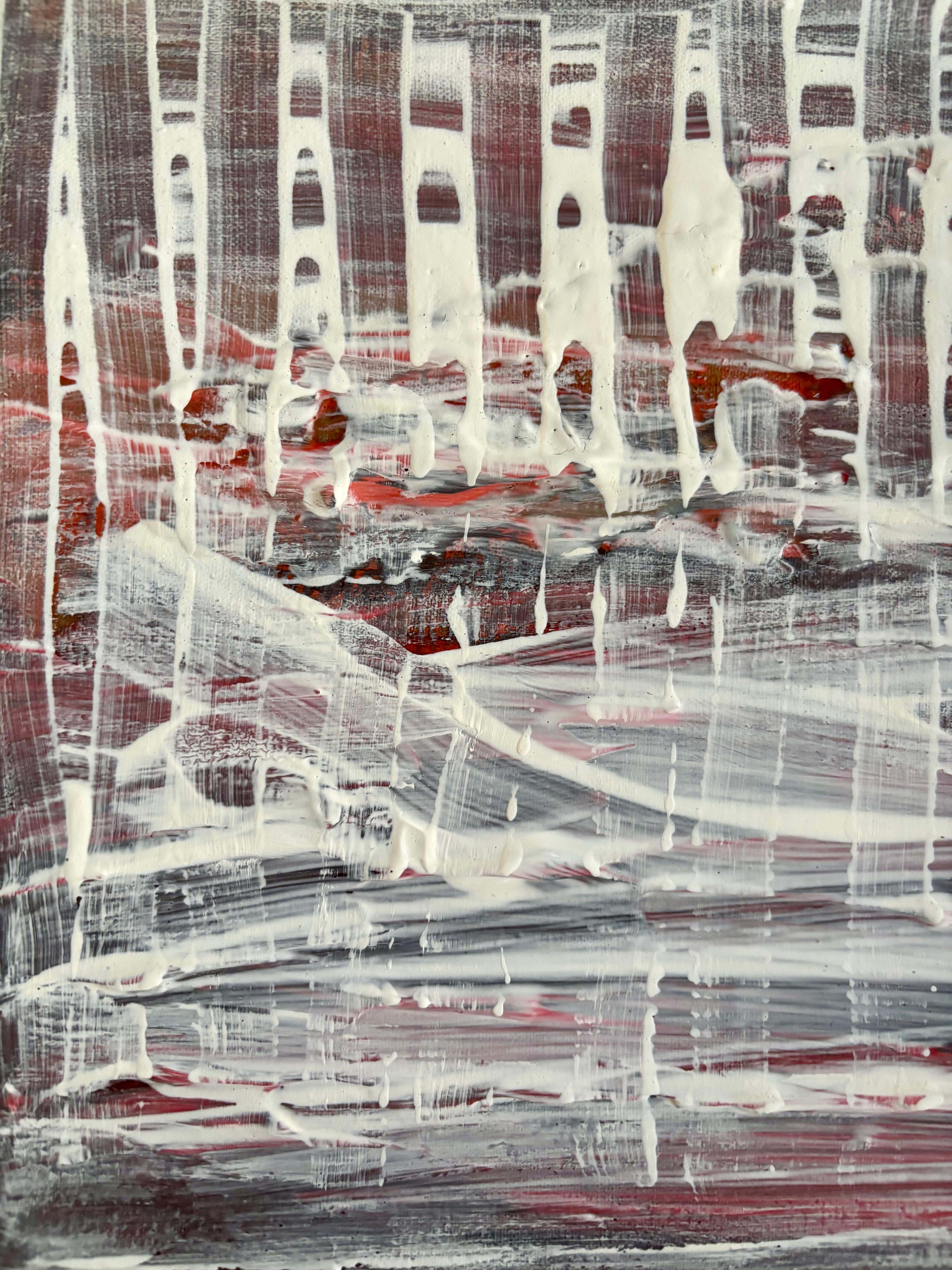Pittura bianca piatta astratta firmata - Painting di Sandra Salamonová