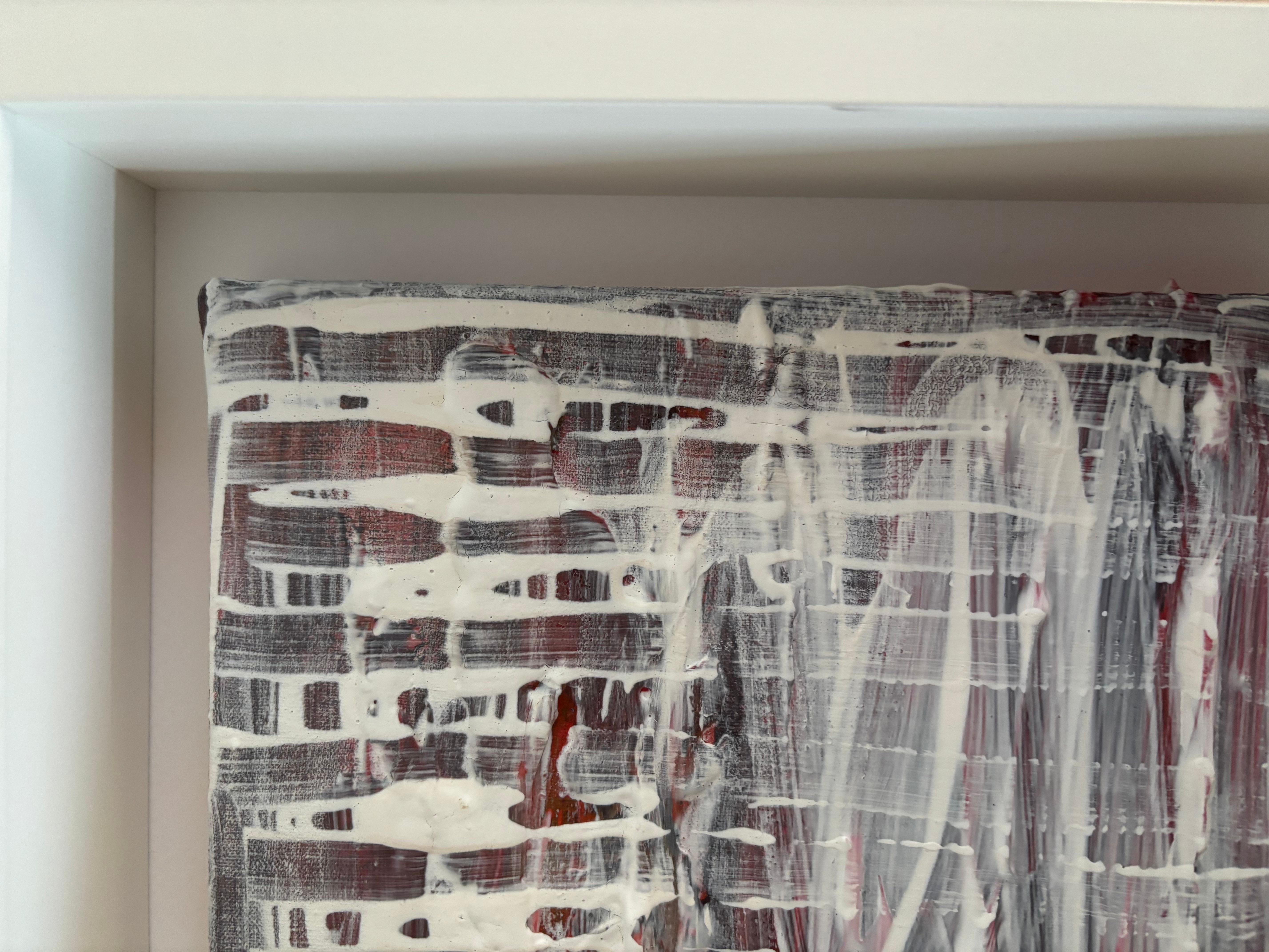 Pittura bianca piatta astratta firmata - Abstract Painting Grigio di Sandra Salamonová