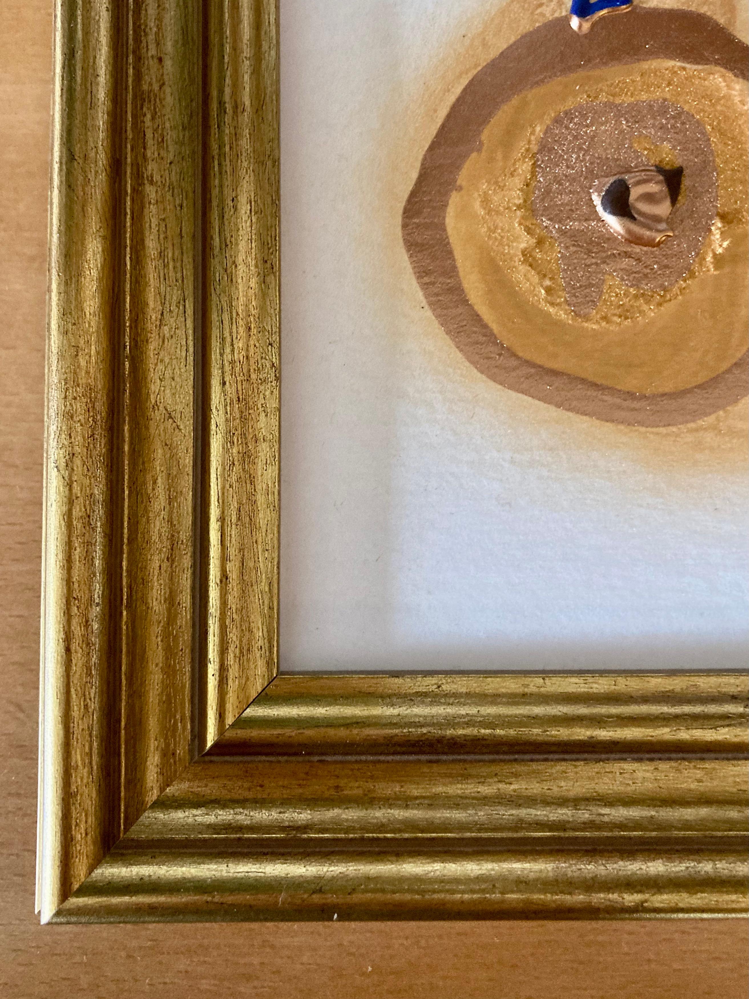 GOLD and GOLD, abstract painting, framed, signed - Painting by Sandra Salamonová