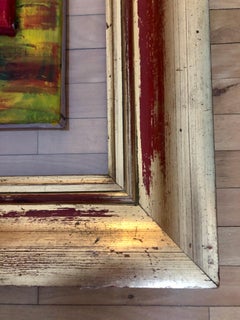 Framed Heavy Red Acrylic Abstract Painting, 76x65 cm, 21st Century