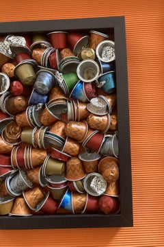 Abstract Orange Mess Painting, Signed, Framed, 21st Century Art