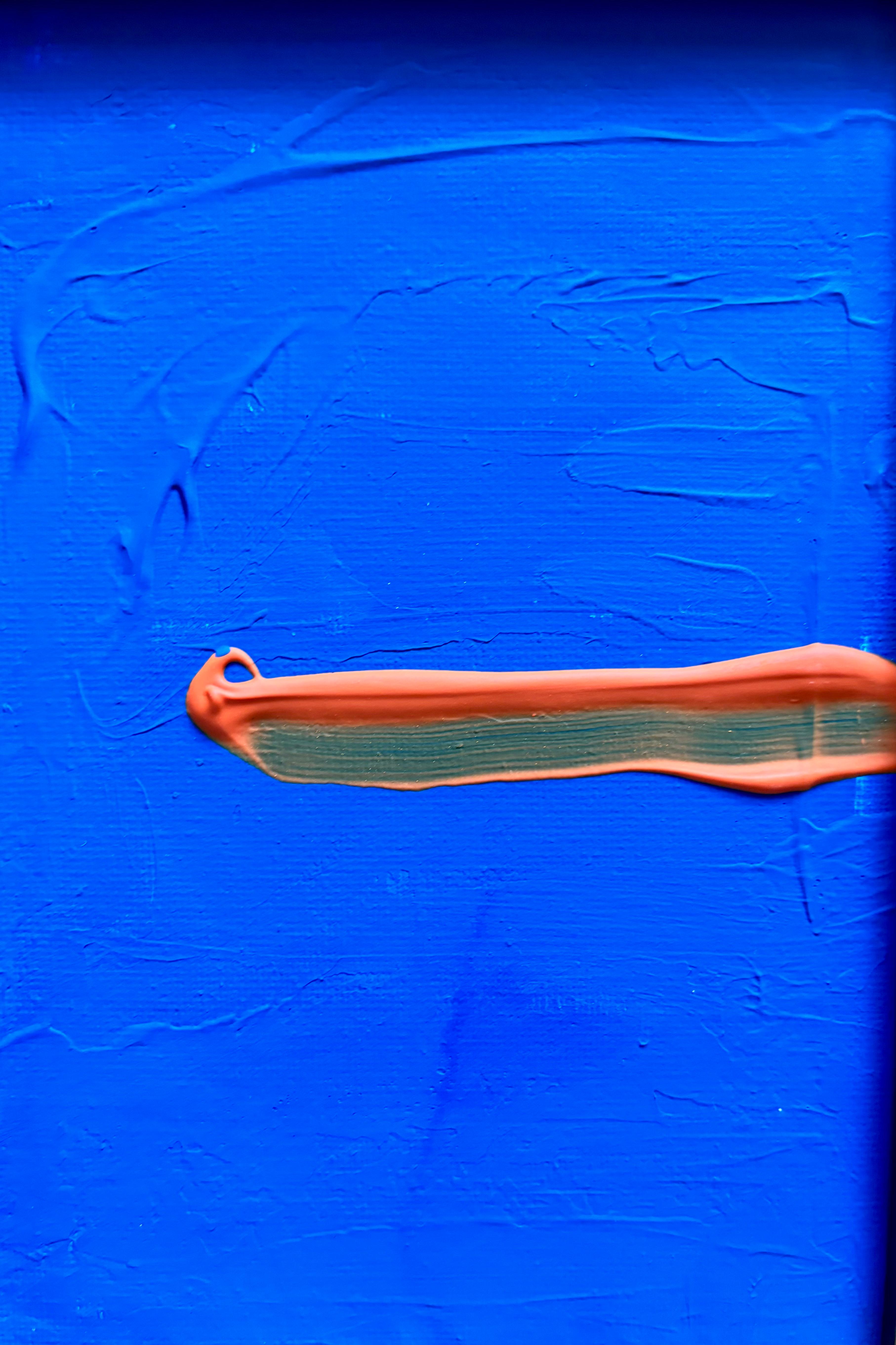This picture is a result of an immediate association about simplicity in general and  like the two colors together. Framed in a nice heavy wooden frame and will be signed on the back.