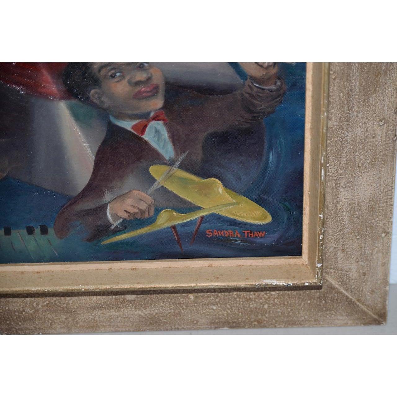 Originales Ölgemälde „Jazz Club“ von Sandra Thaw, Moderne der Mitte des Jahrhunderts im Angebot 2