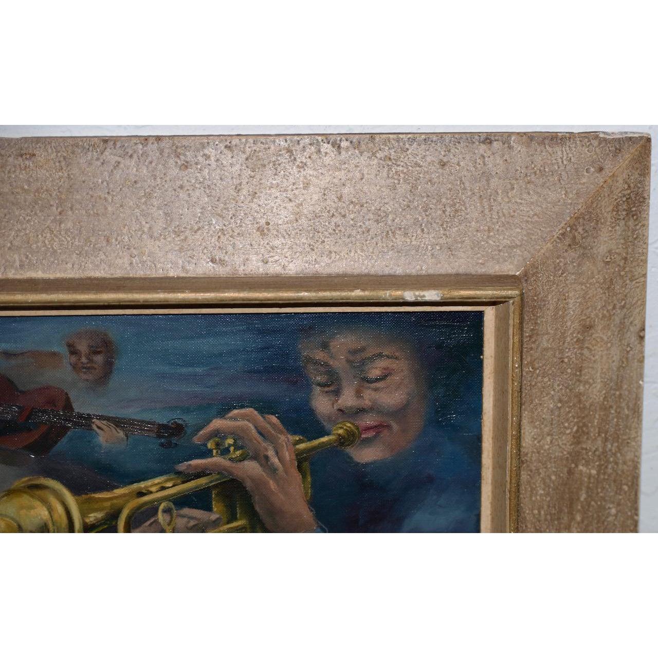 Originales Ölgemälde „Jazz Club“ von Sandra Thaw, Moderne der Mitte des Jahrhunderts im Angebot 4