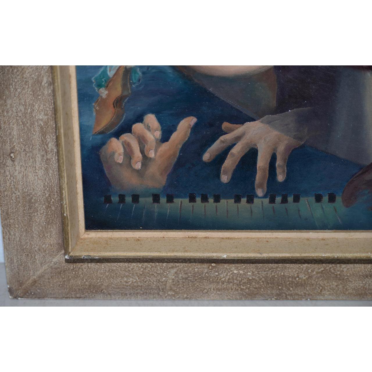 Originales Ölgemälde „Jazz Club“ von Sandra Thaw, Moderne der Mitte des Jahrhunderts im Angebot 5