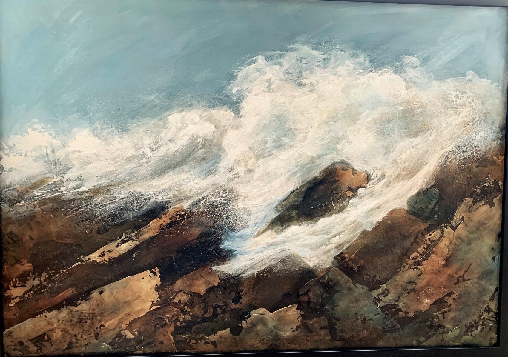 Sandra Wintle Landscape Painting - "Deluge" Contemporary Seascape Painting