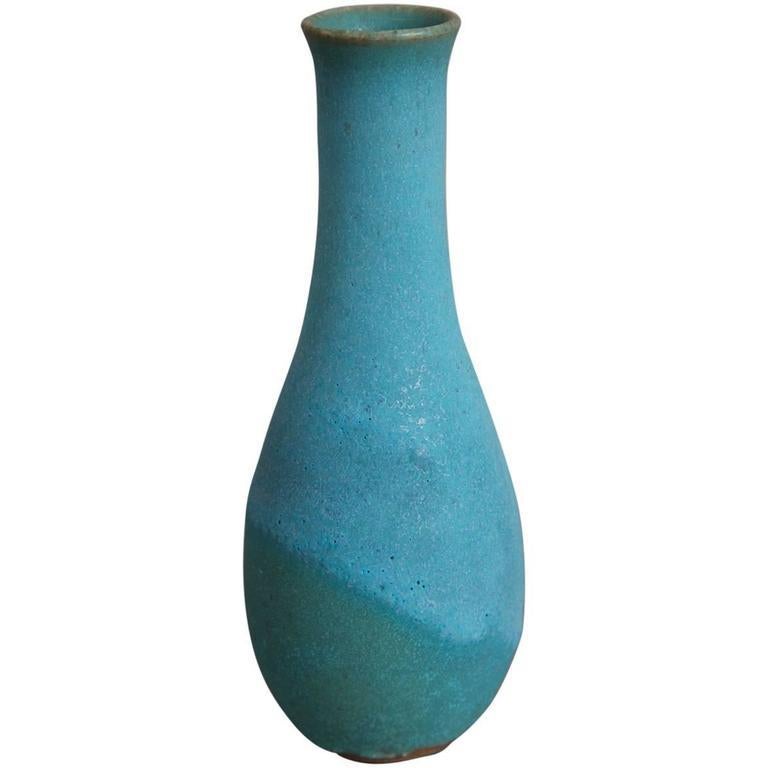 French Sandra Zeenni Turquoise Ceramic Vase