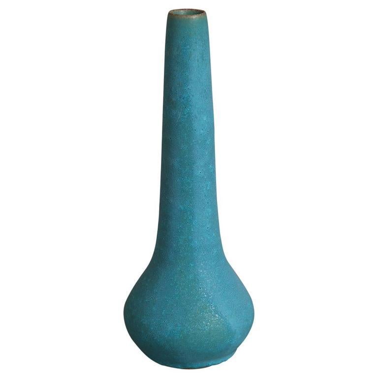 Glazed Sandra Zeenni Turquoise Ceramic Vase