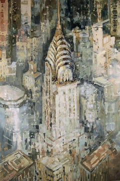 Used Cityscape Oil Painting - High Above, Painting, Oil on Canvas