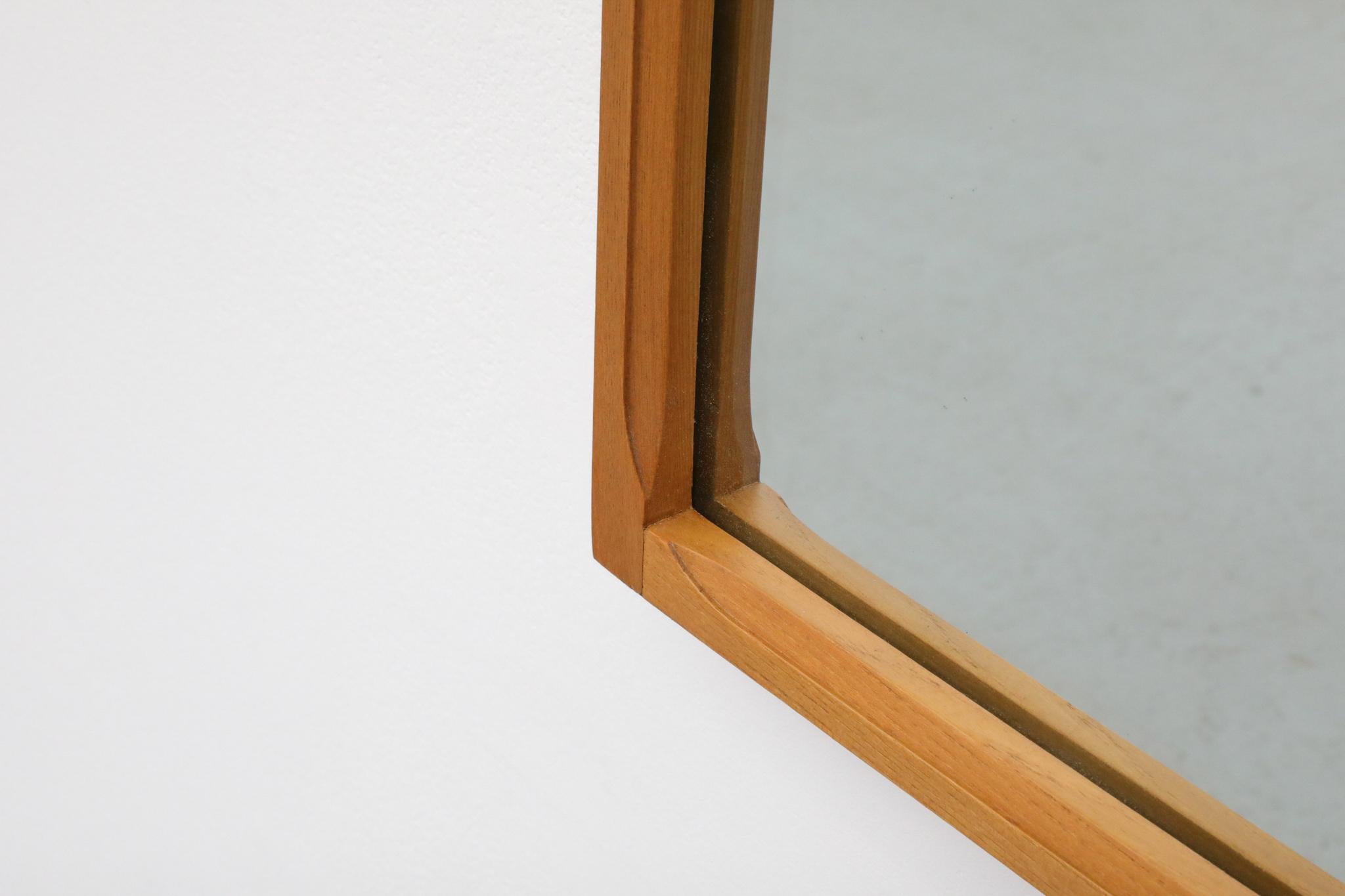 Sandrelli & Bertuccelli Large Mid-Century Rectangular Beech Wood Framed Mirror For Sale 4