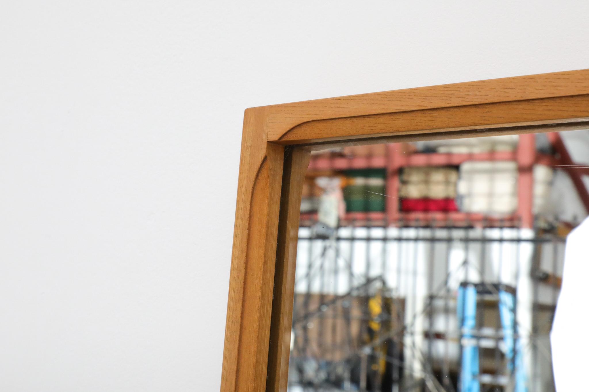Sandrelli & Bertuccelli Large Mid-Century Rectangular Beech Wood Framed Mirror For Sale 5