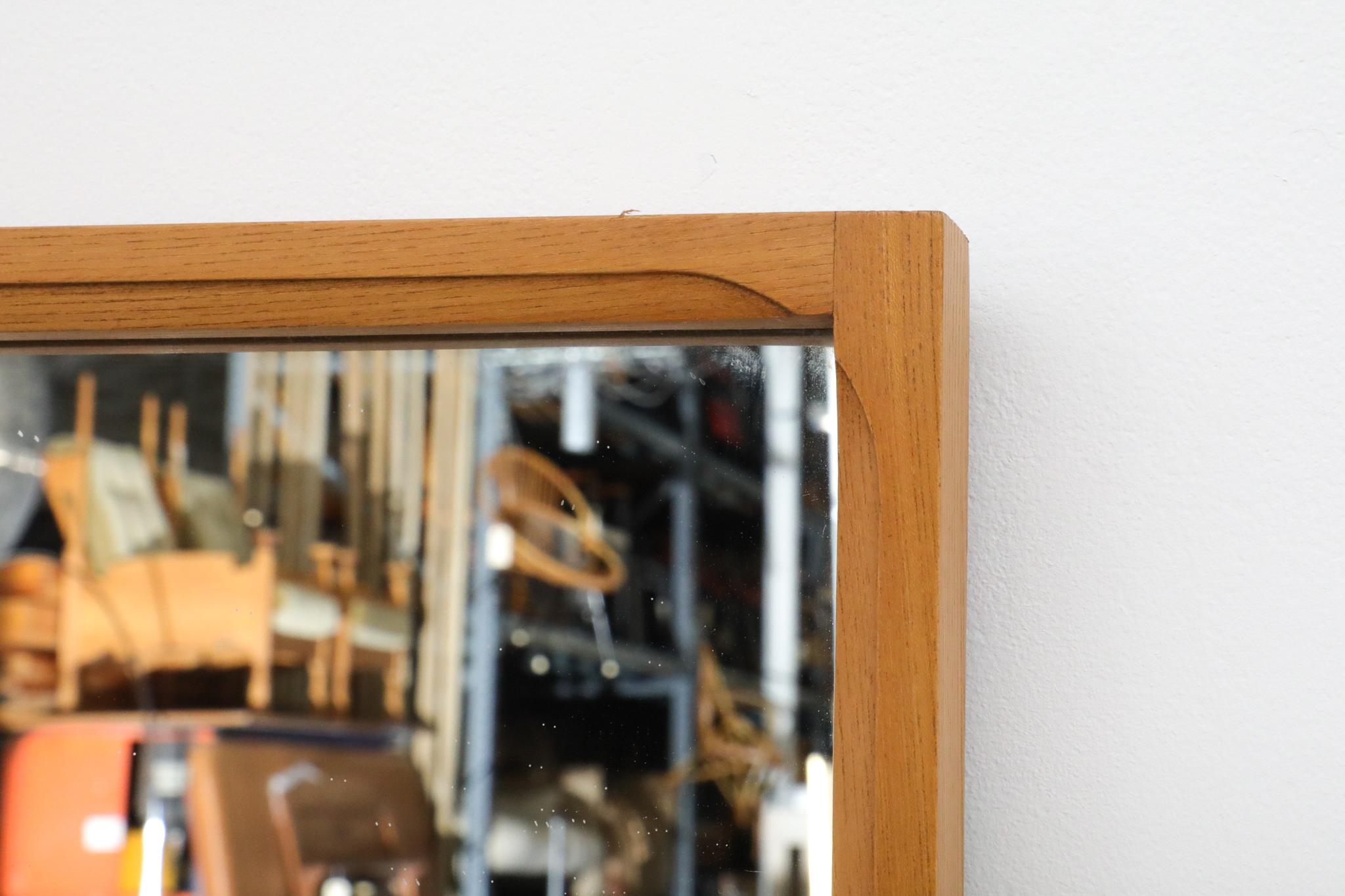Sandrelli & Bertuccelli Large Mid-Century Rectangular Beech Wood Framed Mirror For Sale 6