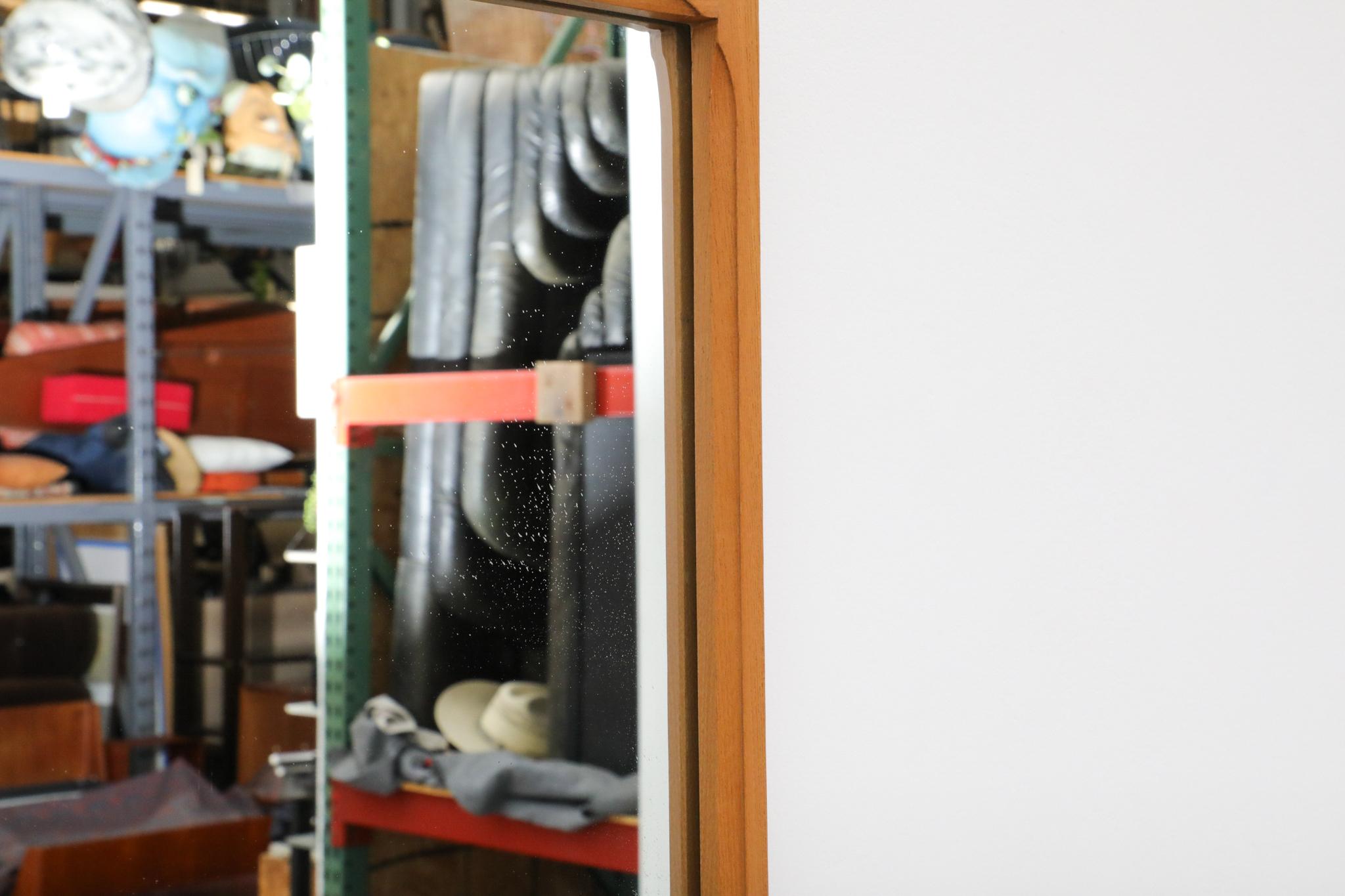Sandrelli & Bertuccelli Large Mid-Century Rectangular Beech Wood Framed Mirror For Sale 8