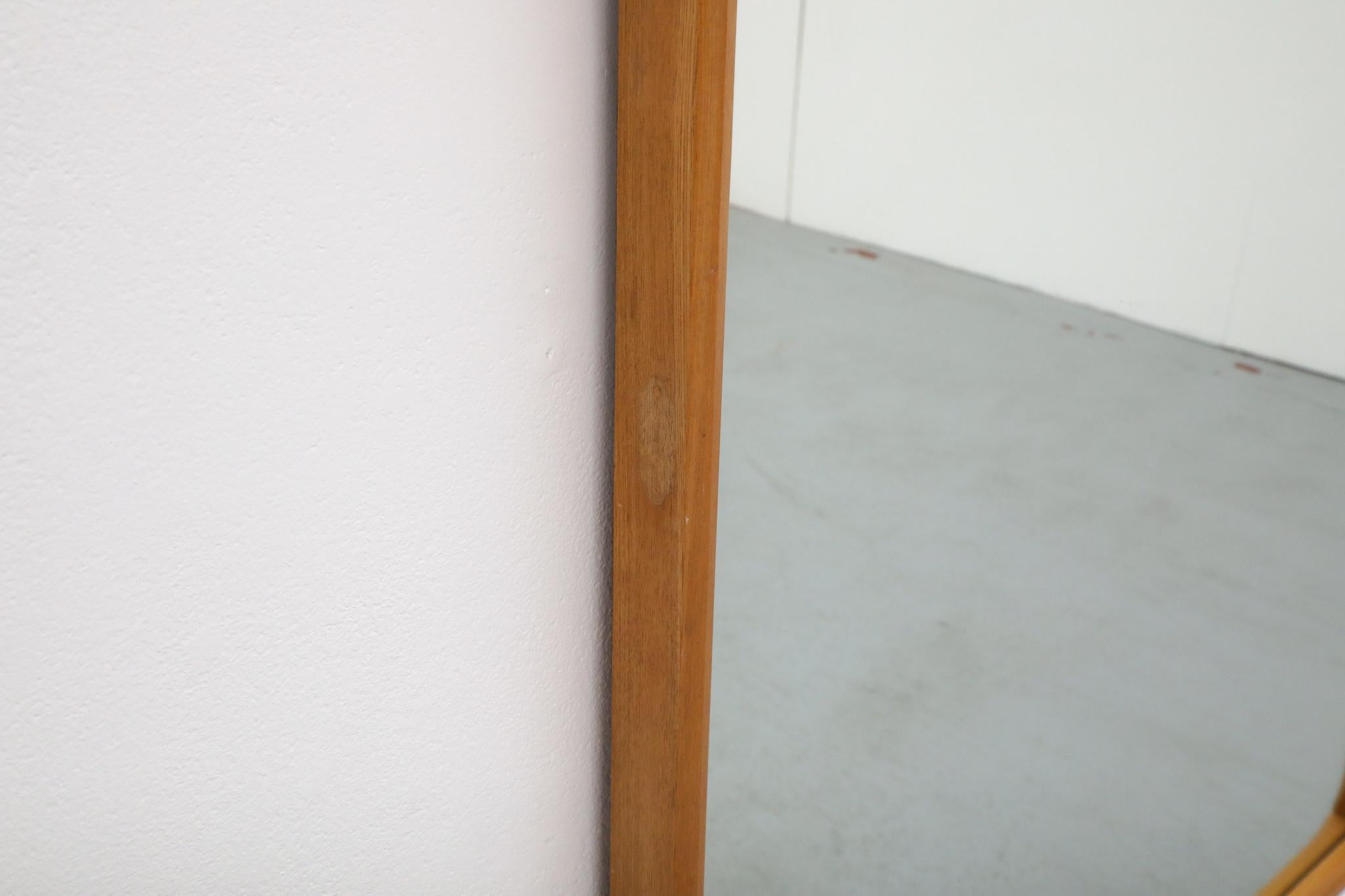 Sandrelli & Bertuccelli Large Mid-Century Rectangular Beech Wood Framed Mirror For Sale 9