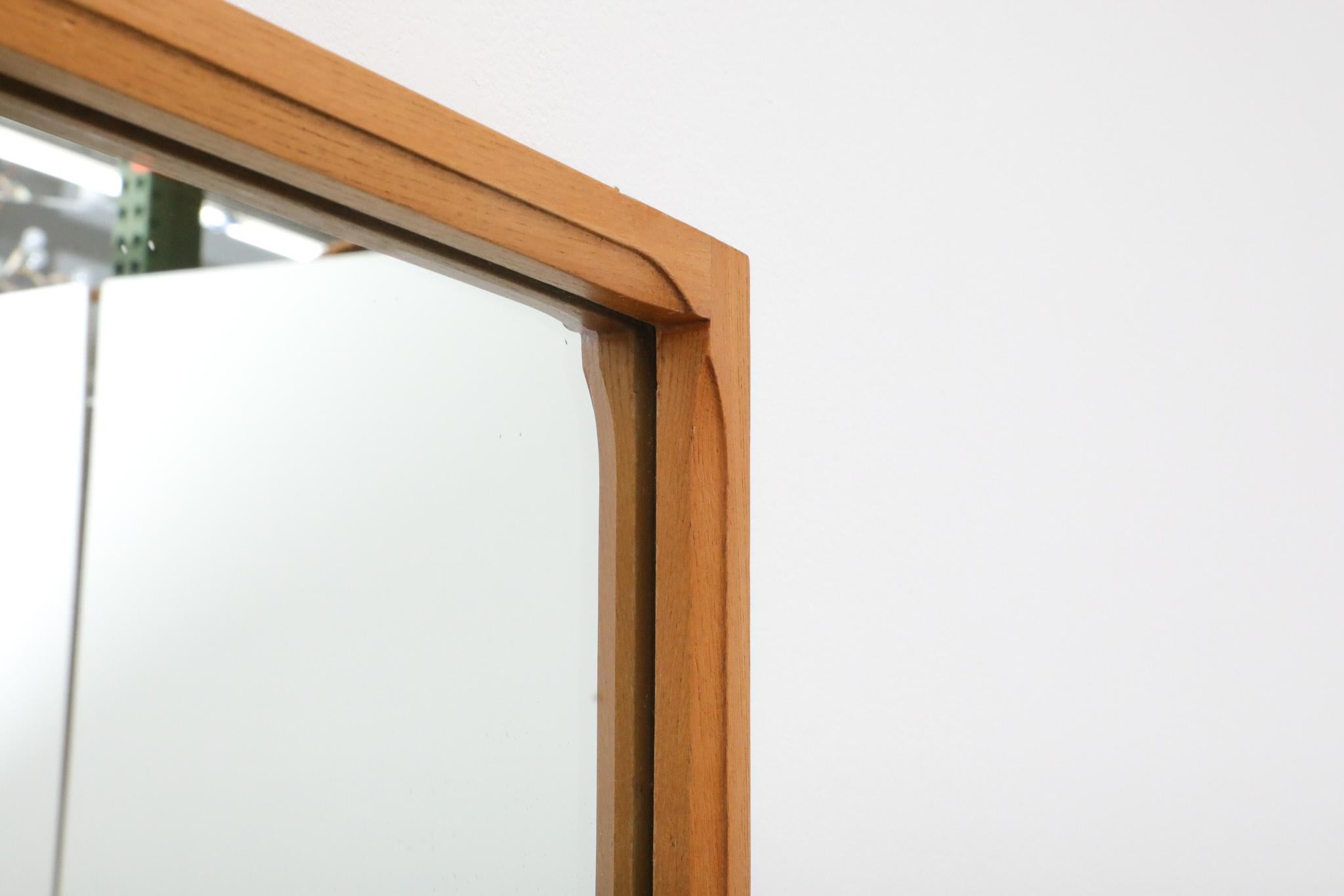 Sandrelli & Bertuccelli Large Mid-Century Rectangular Beech Wood Framed Mirror For Sale 10