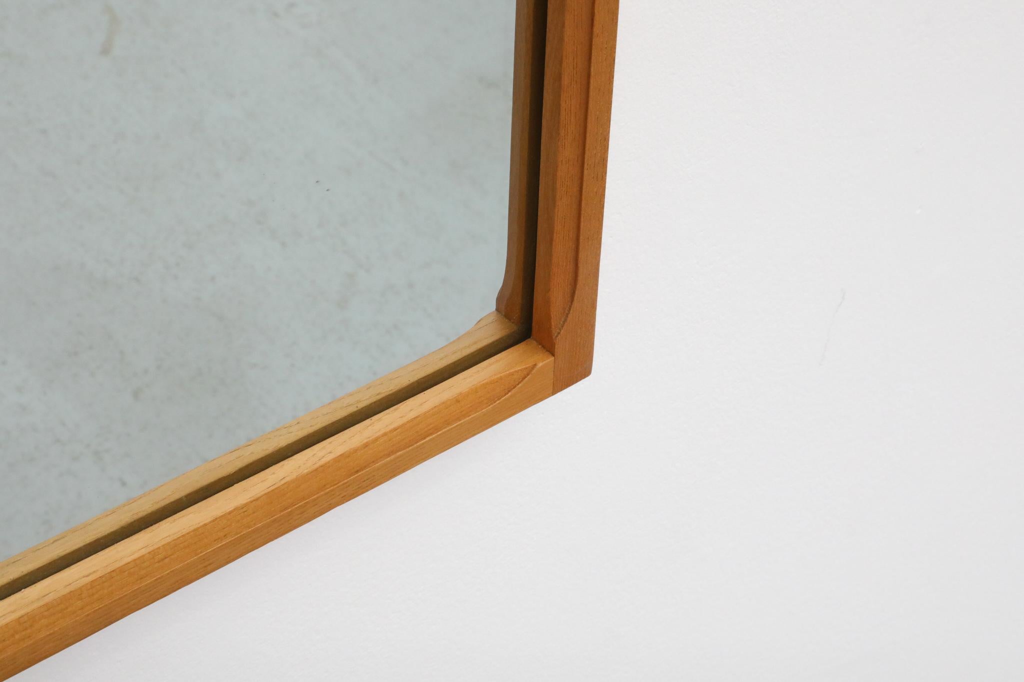 Sandrelli & Bertuccelli Large Mid-Century Rectangular Beech Wood Framed Mirror For Sale 12