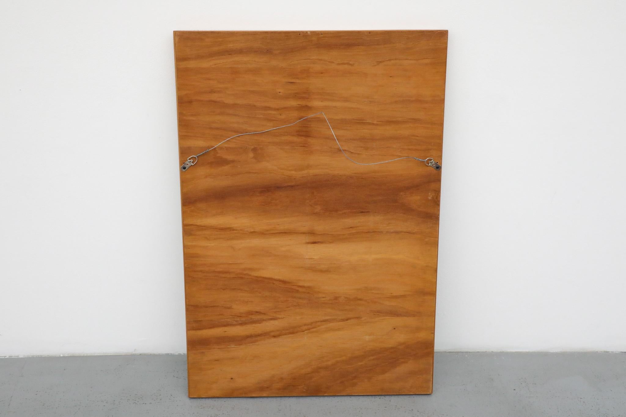 Sandrelli & Bertuccelli Large Mid-Century Rectangular Beech Wood Framed Mirror For Sale 13