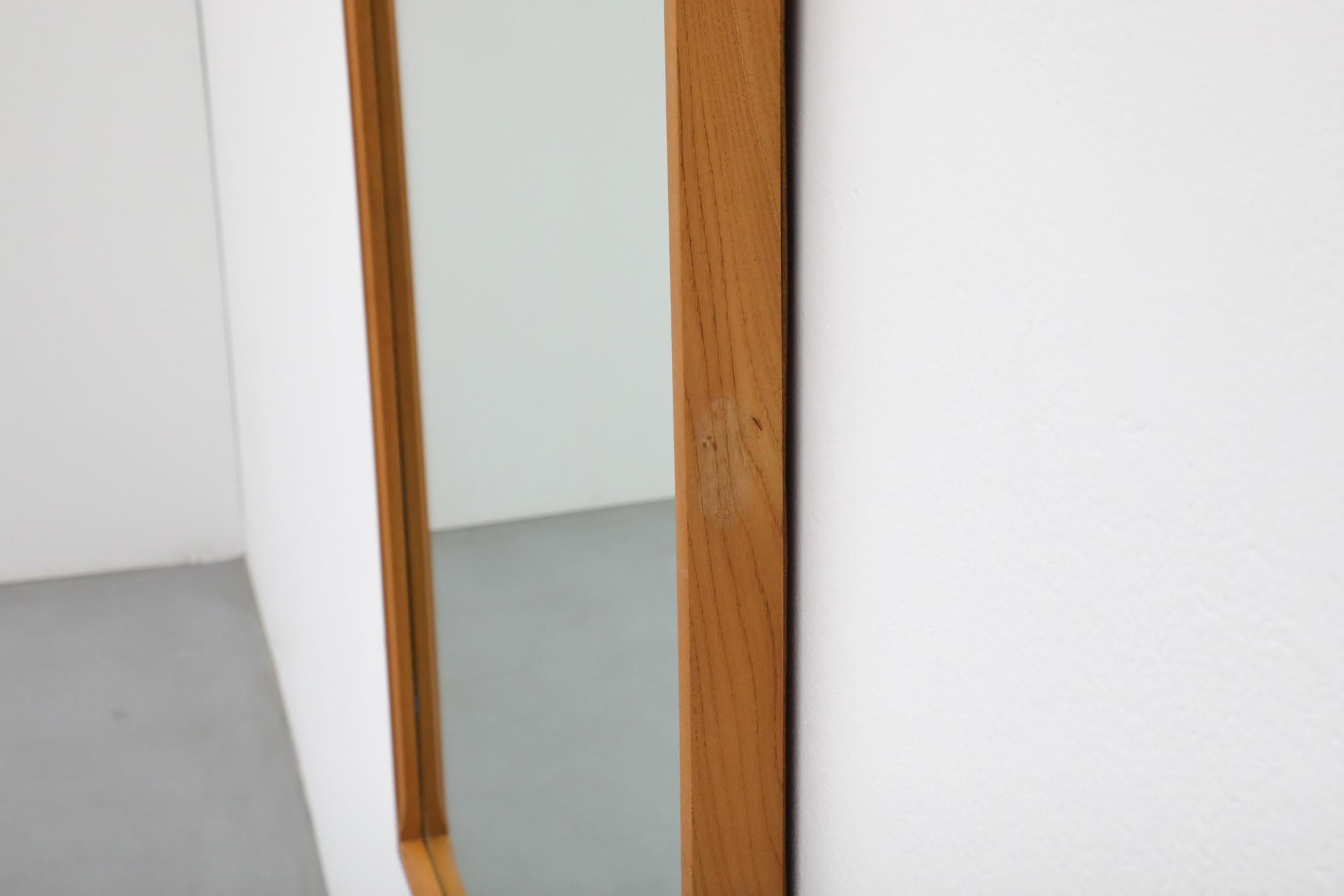 Sandrelli & Bertuccelli Large Mid-Century Rectangular Beech Wood Framed Mirror For Sale 2