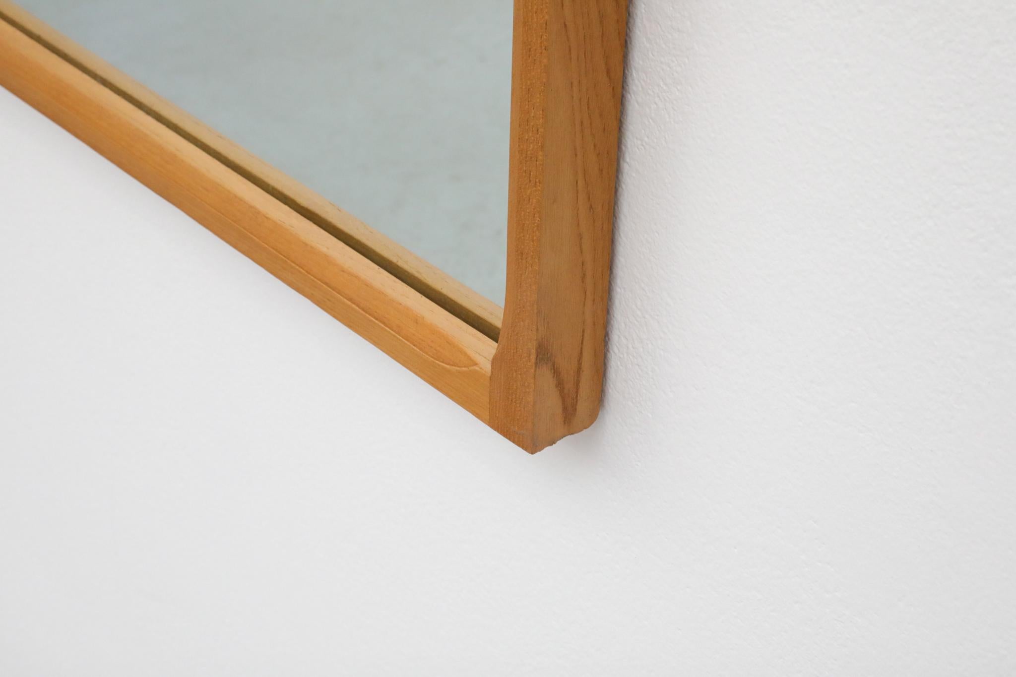 Sandrelli & Bertuccelli Large Mid-Century Rectangular Beech Wood Framed Mirror For Sale 3