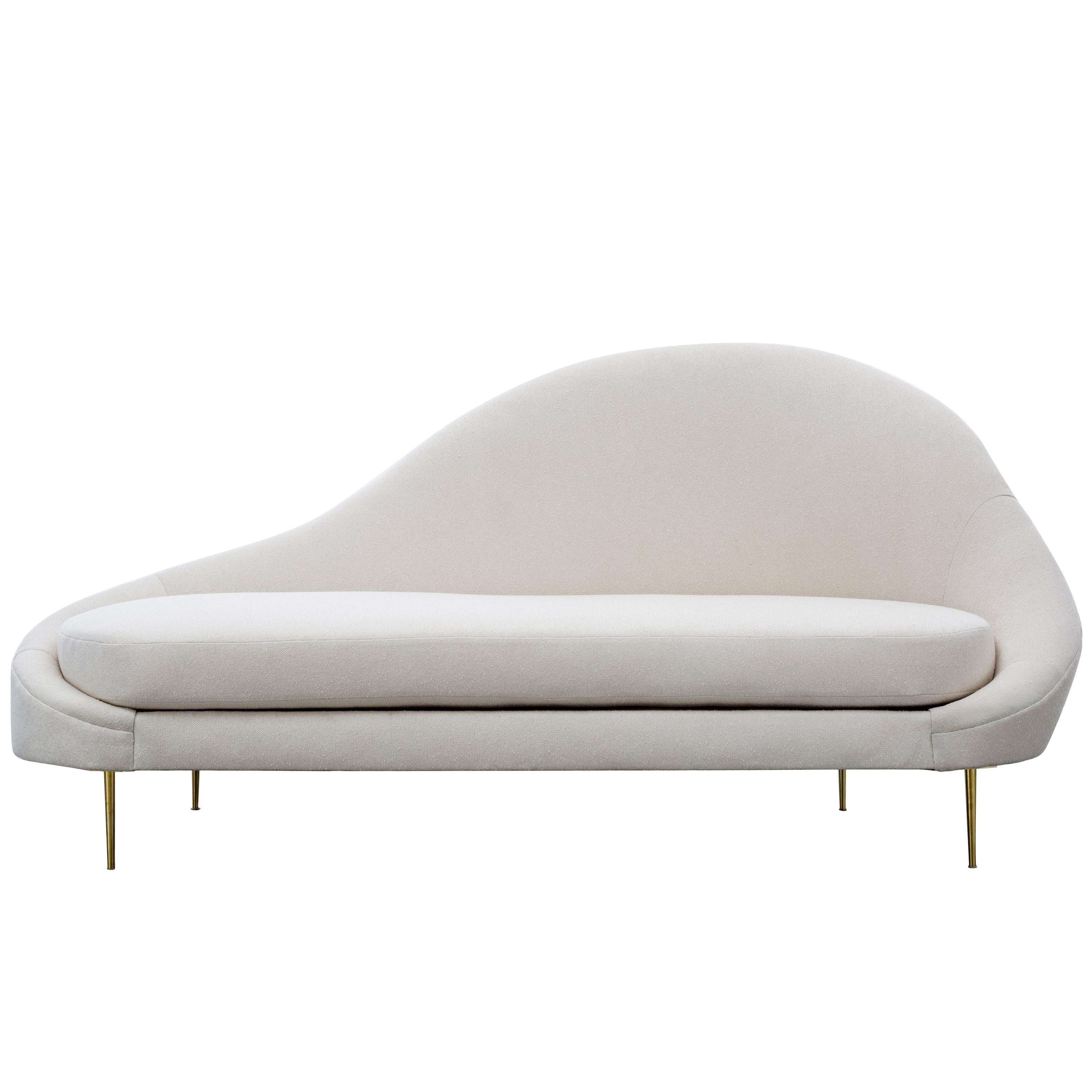 SANDRINE CHAISE - Modern Asymmetrical Slope Chaise in Nubby Boucle Fabric  For Sale