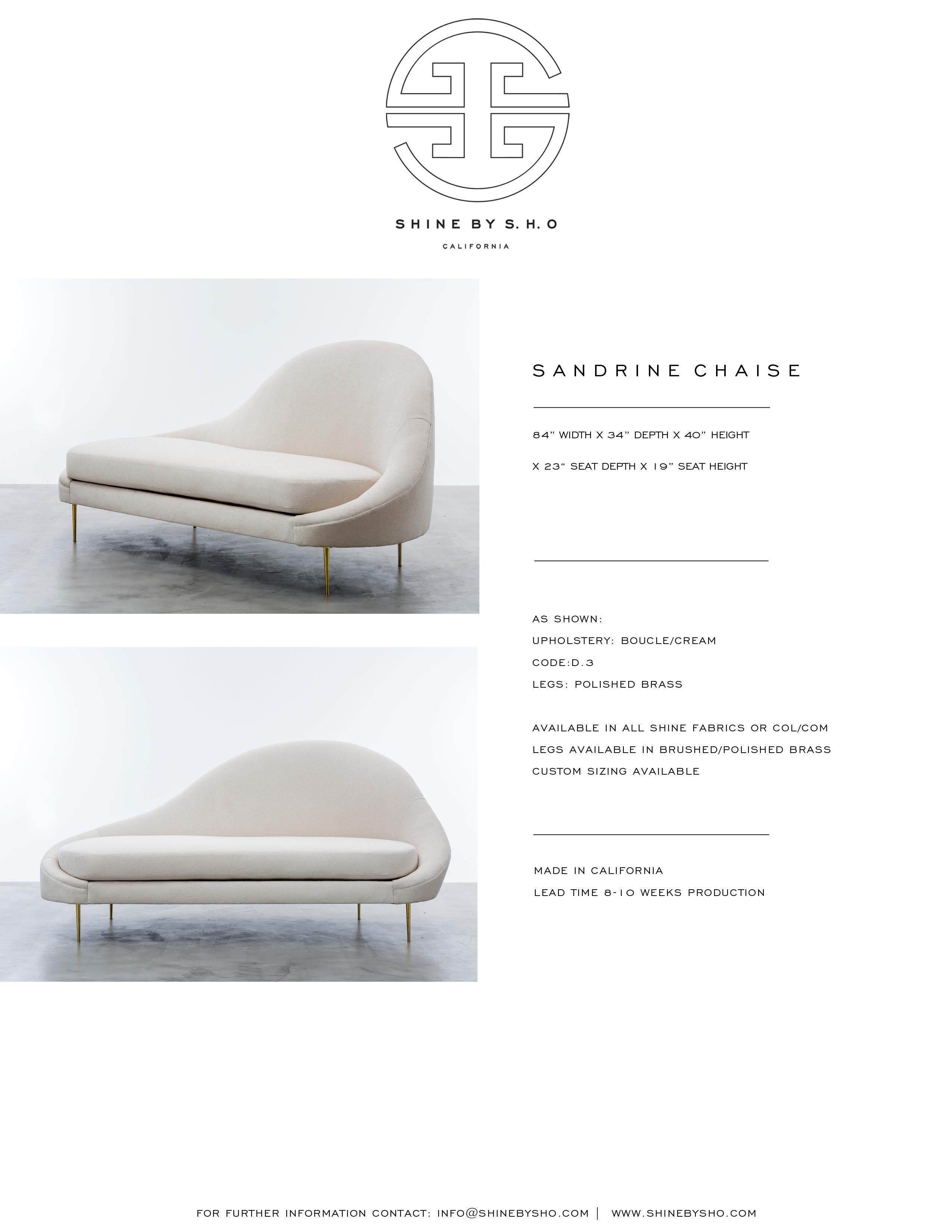 Contemporary SANDRINE CHAISE - Modern Asymmetrical Slope Chaise in Nubby Boucle Fabric  For Sale