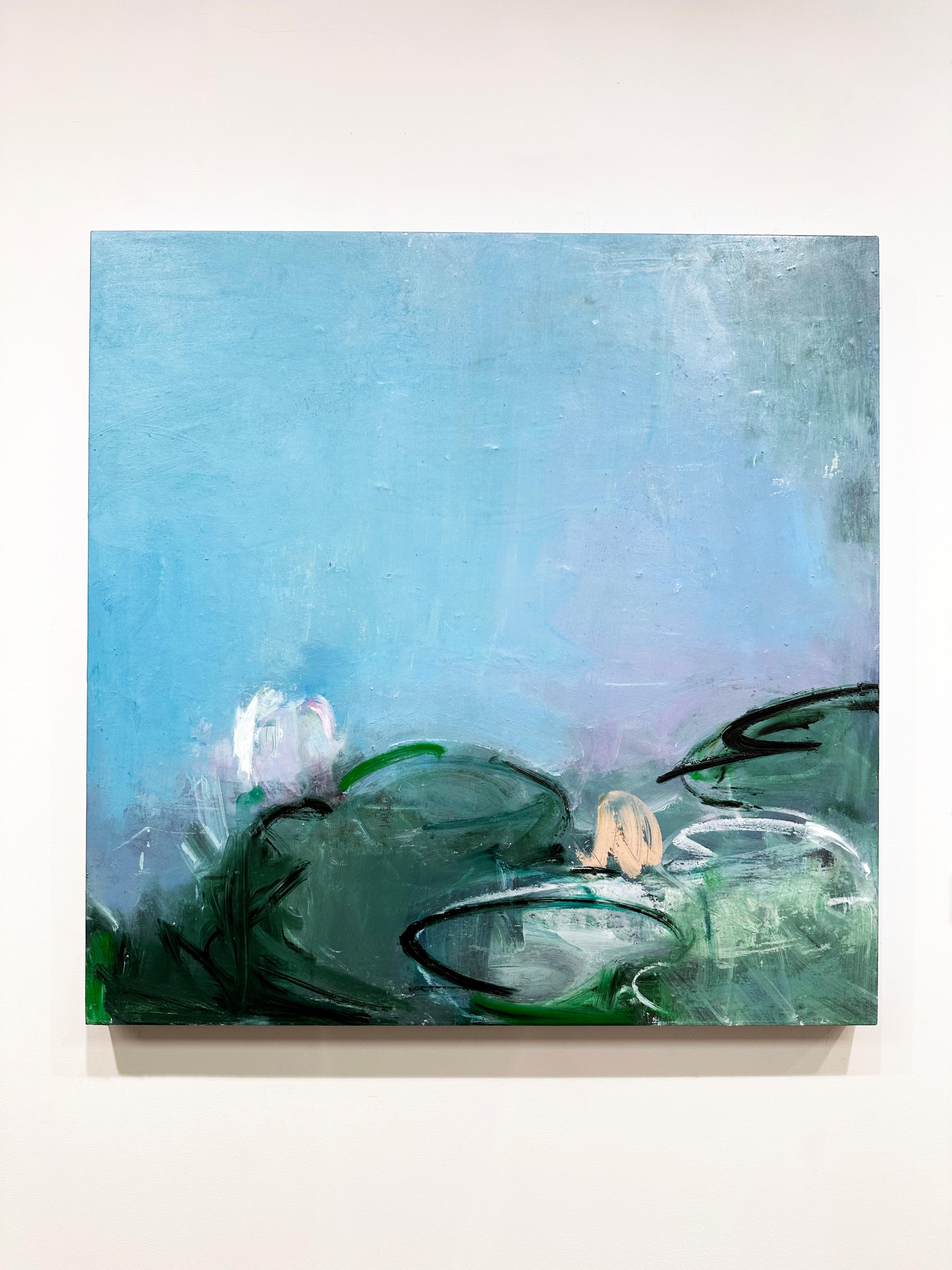 Quadro a olio e cera fredda dell'artista contemporanea di New York Sandrine Kern 'Blue' 1