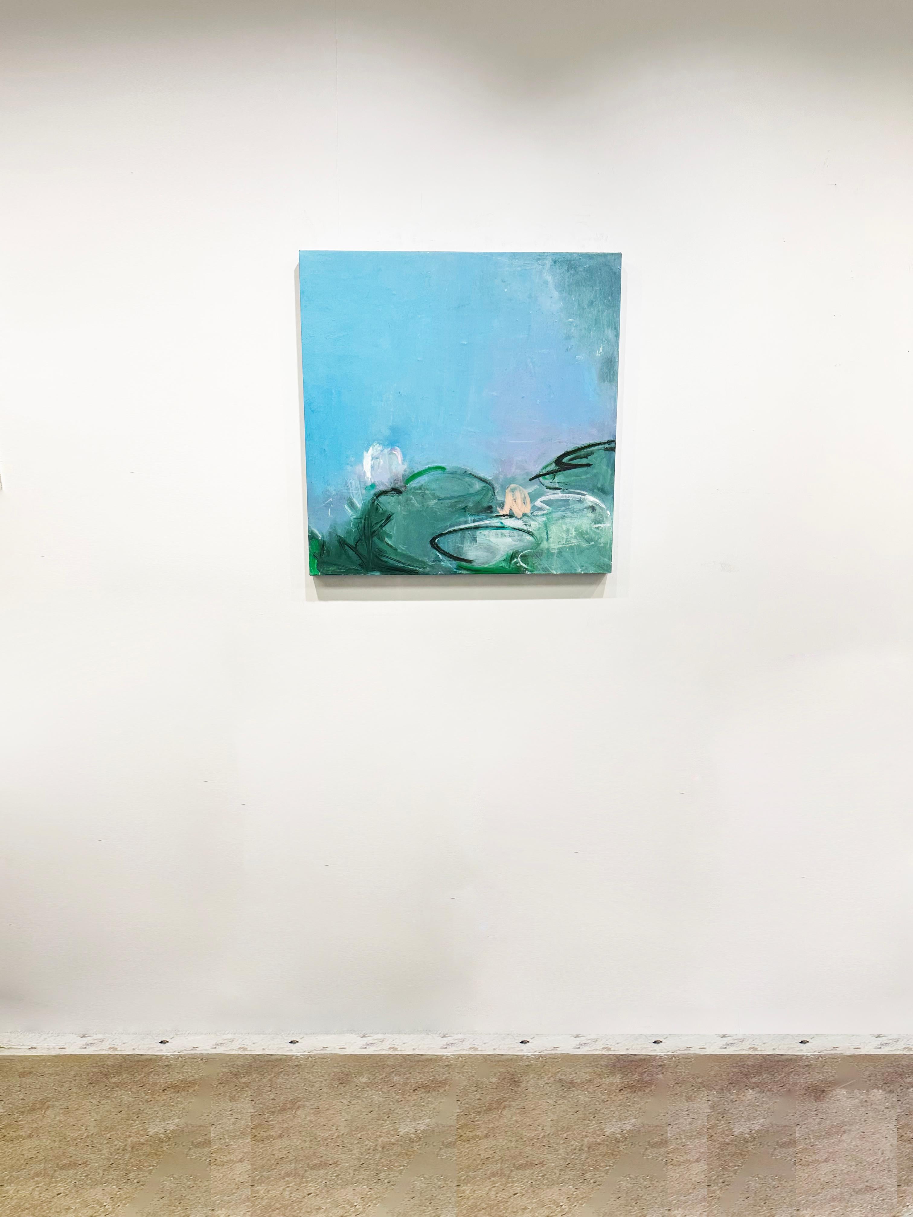 Quadro a olio e cera fredda dell'artista contemporanea di New York Sandrine Kern 'Blue' 2