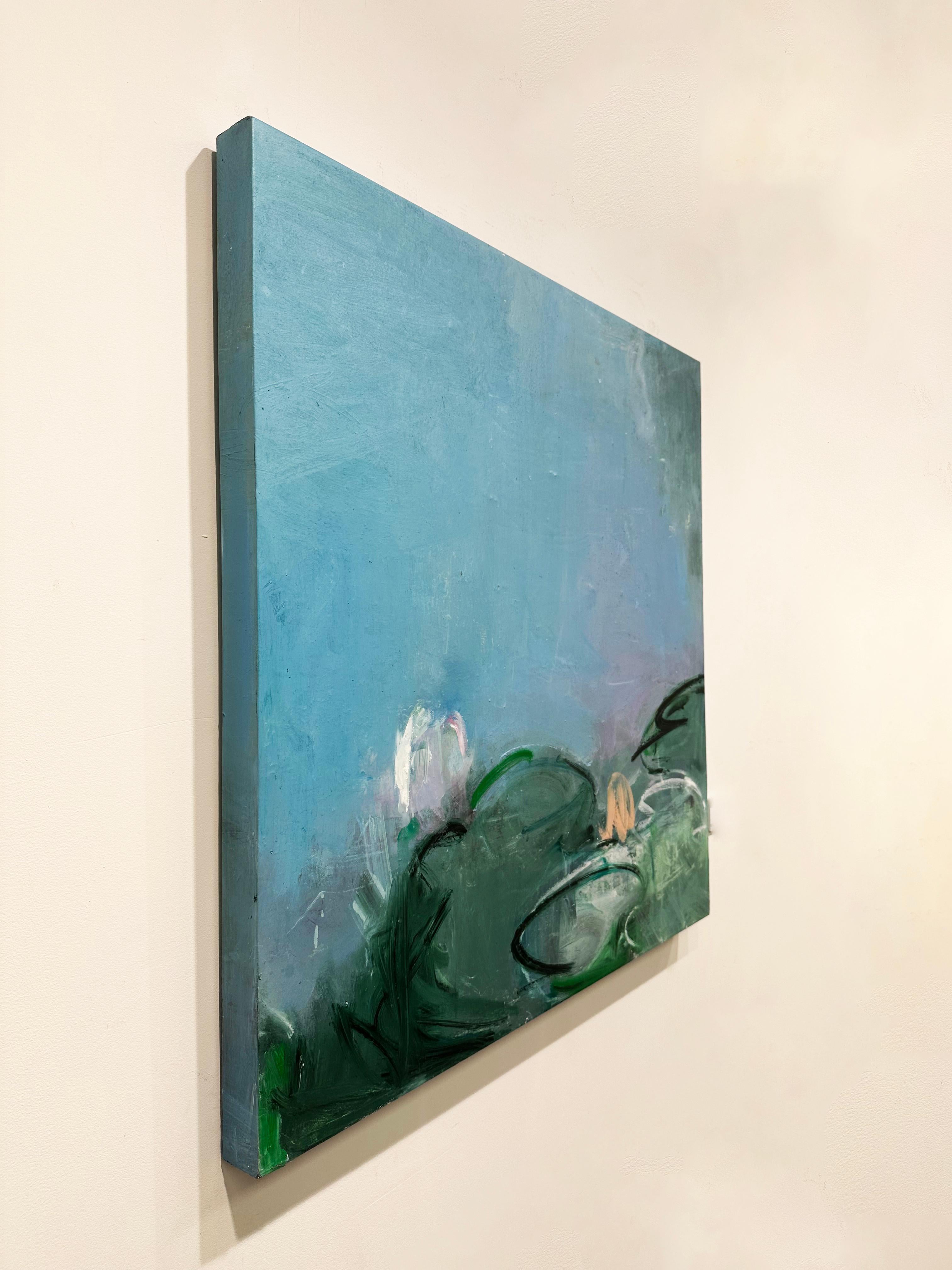 Quadro a olio e cera fredda dell'artista contemporanea di New York Sandrine Kern 'Blue' 3