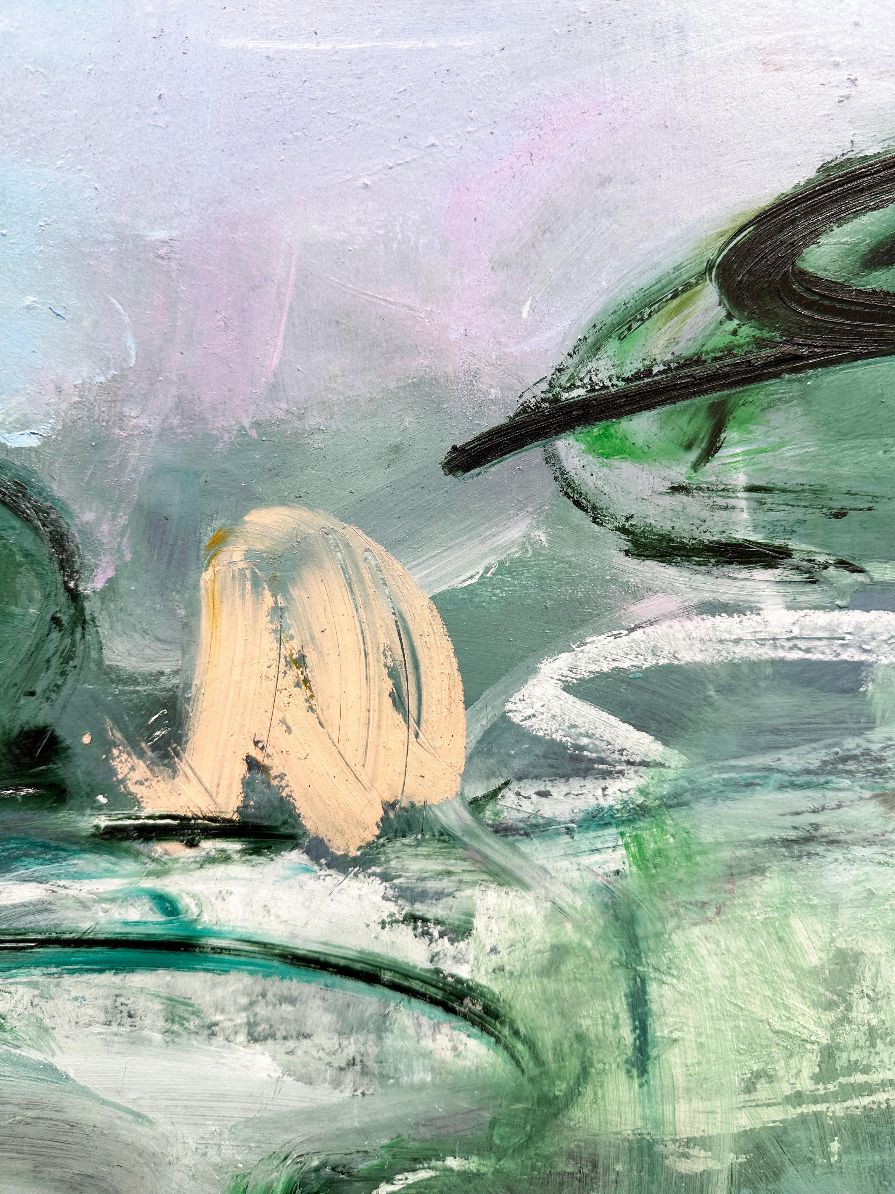 Quadro a olio e cera fredda dell'artista contemporanea di New York Sandrine Kern 'Blue' 5