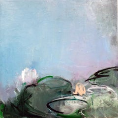Pintura al óleo y a la cera fría de la artista contemporánea neoyorquina Sandrine Kern "Azul