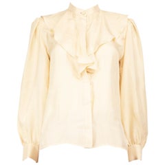 Sandro, chemisier en soie beige, taille XS