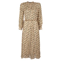 Sandro Beige Silk Cowboy Boot Print Dress Size S