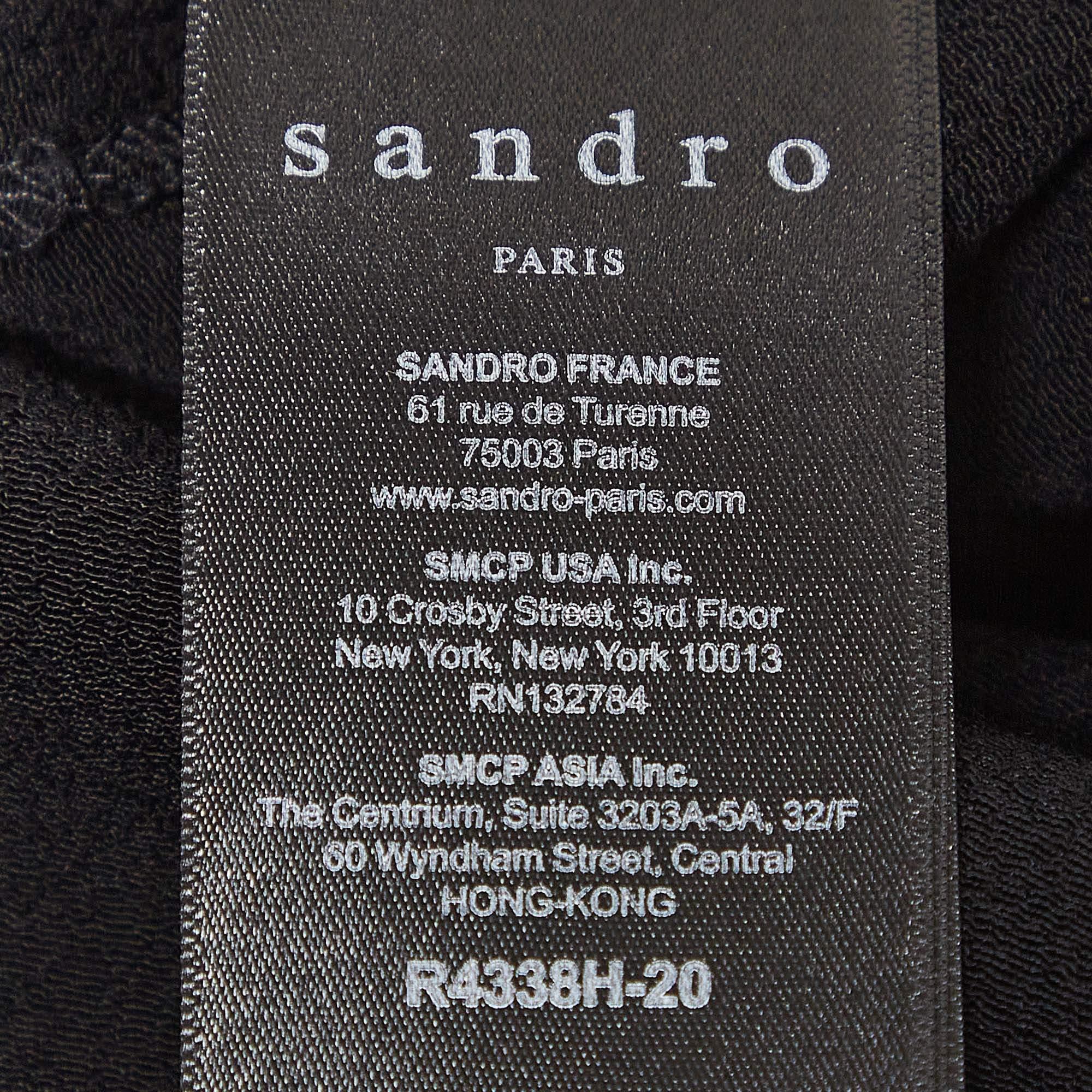 Sandro Black Black Crystal Embellished Crepe Tunic Dress L For Sale 1