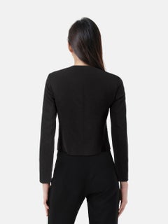 Sandro Black Button Up Collarless Blazer Size S