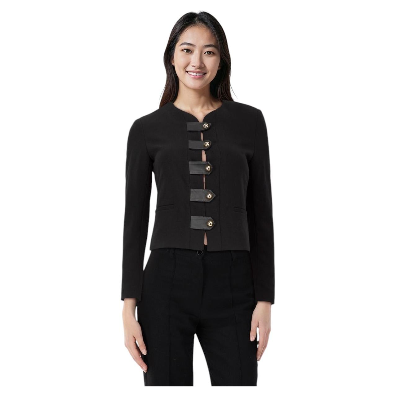 Sandro Black Button Up Collarless Blazer Size S