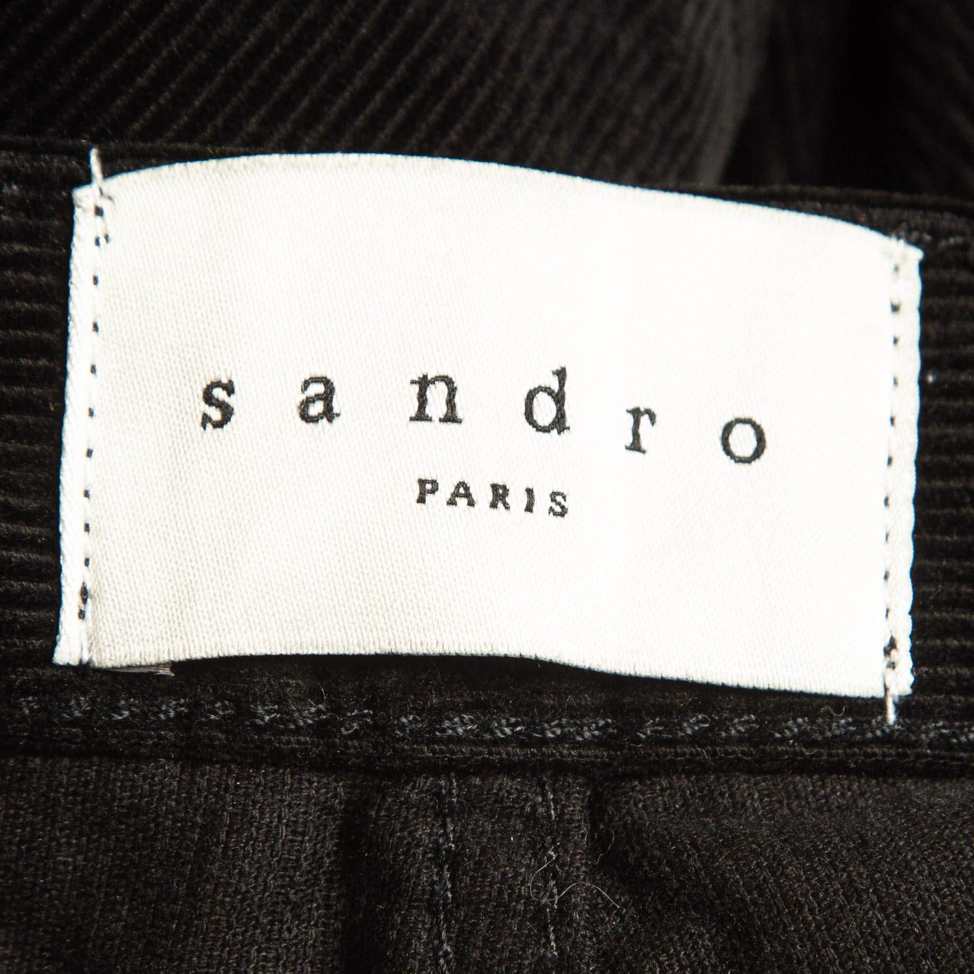 Women's Sandro Black Corduroy Spector Trousers M Waist 29
