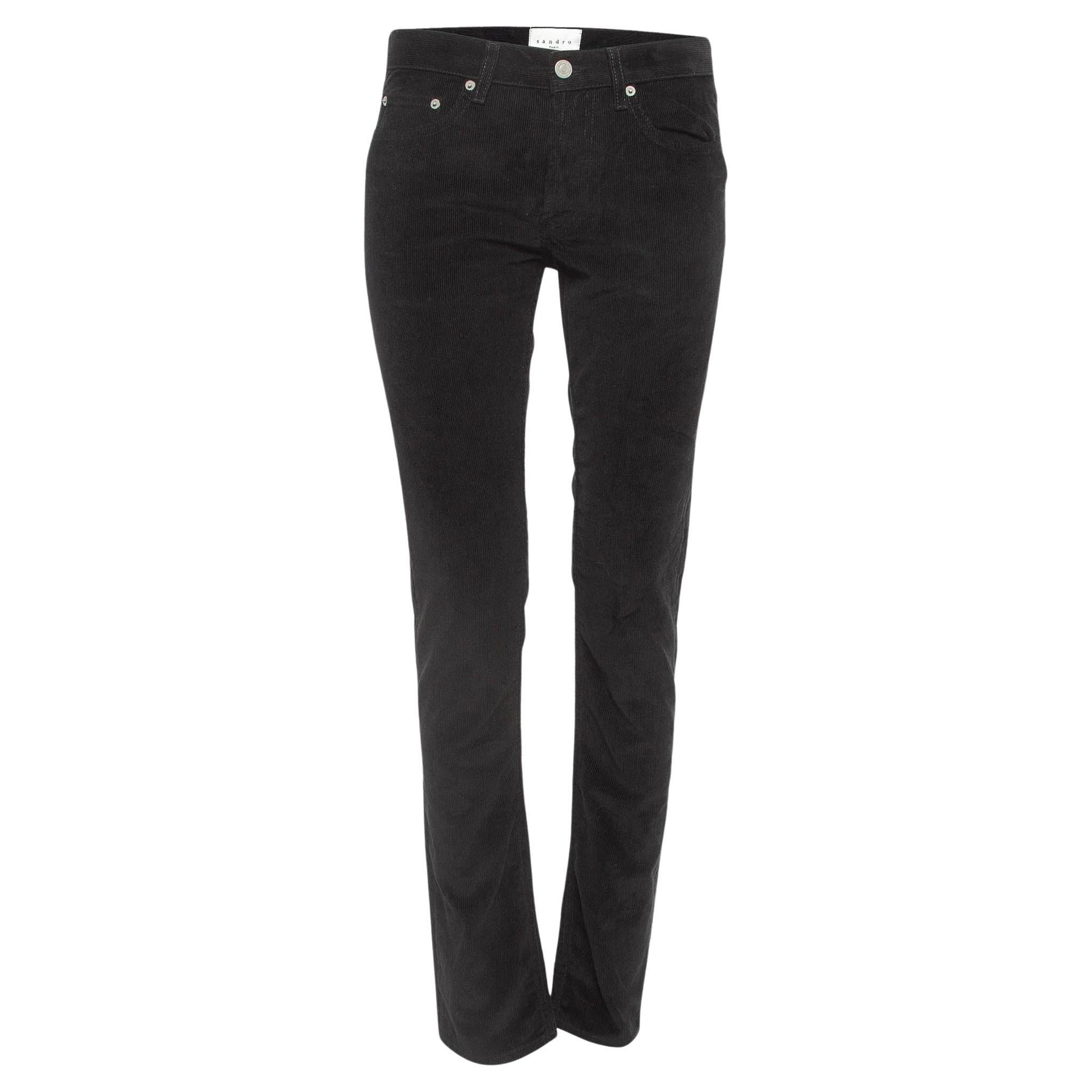 Sandro Black Corduroy Spector Trousers M Waist 29" For Sale