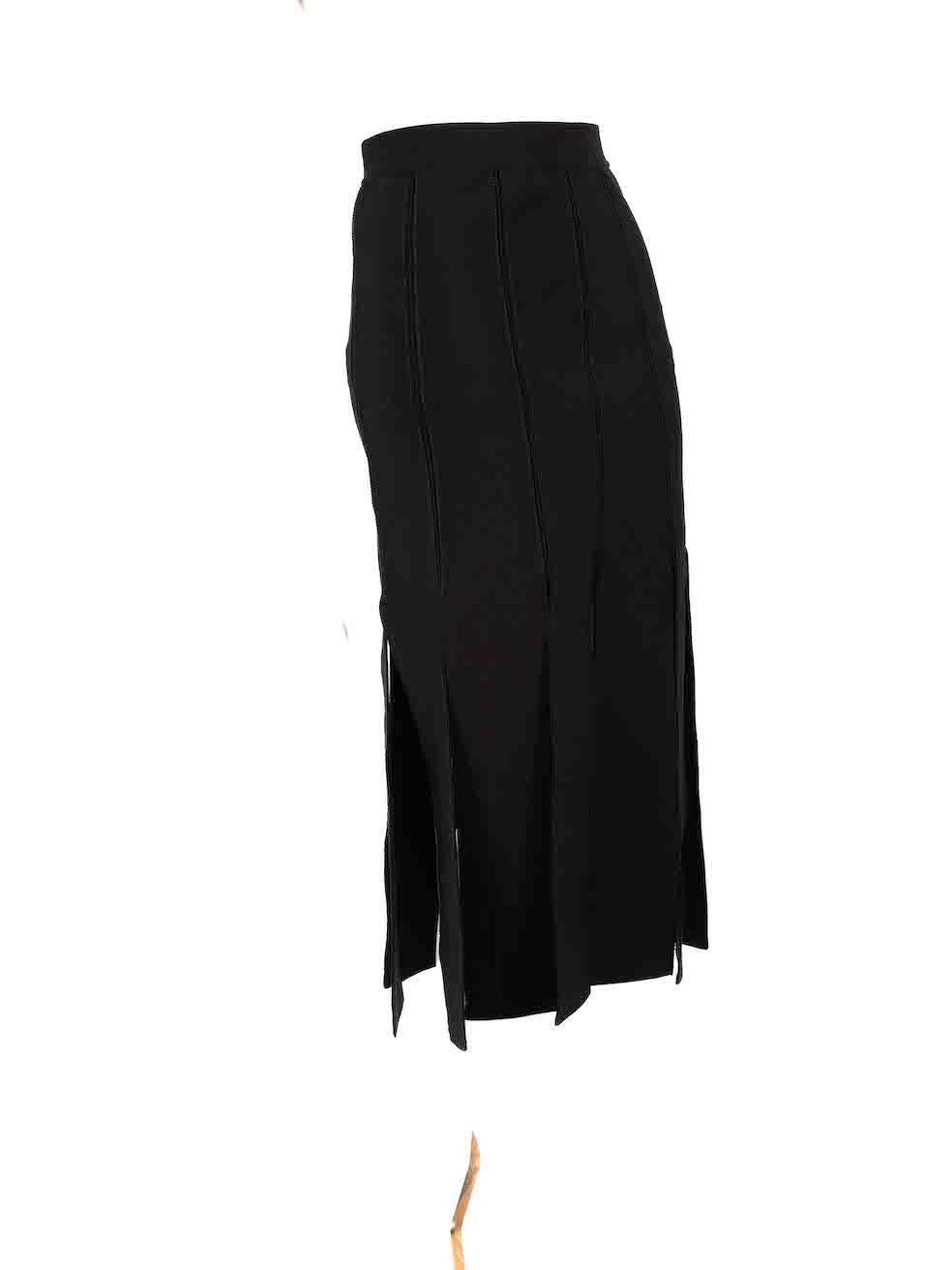 Sandro Black Elasticated Fringe Hem Midi Skirt Size S In Excellent Condition For Sale In London, GB