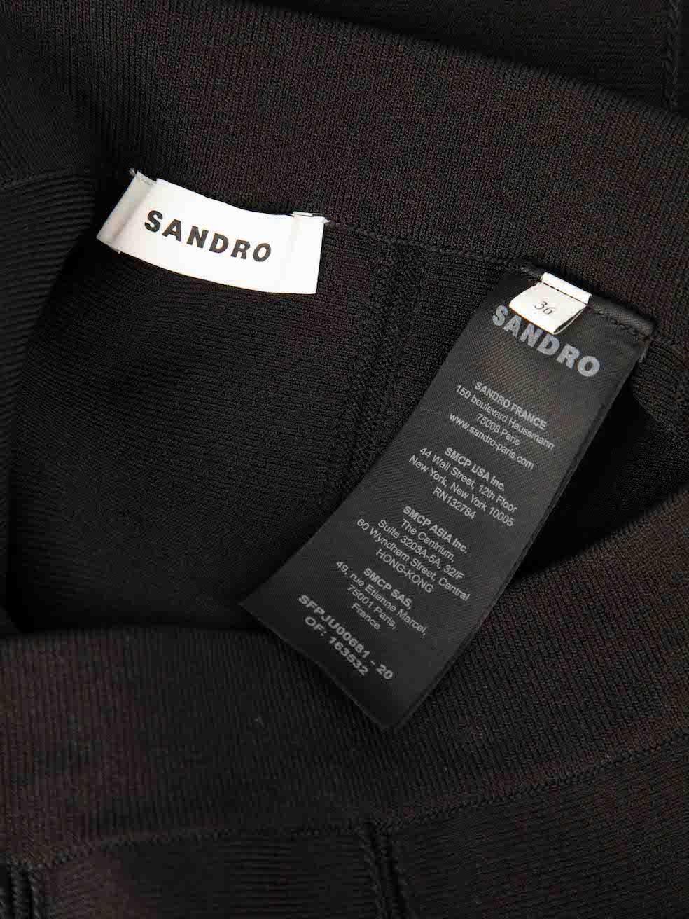 Women's Sandro Black Elasticated Fringe Hem Midi Skirt Size S For Sale