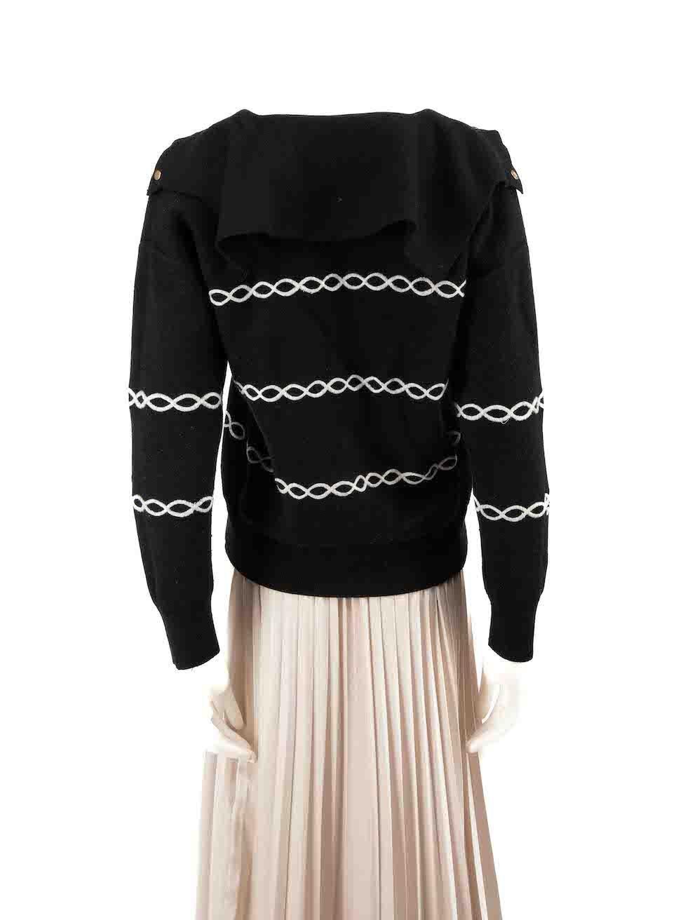 Sandro Black Embroidered Accent Knit Top Size S In Excellent Condition For Sale In London, GB