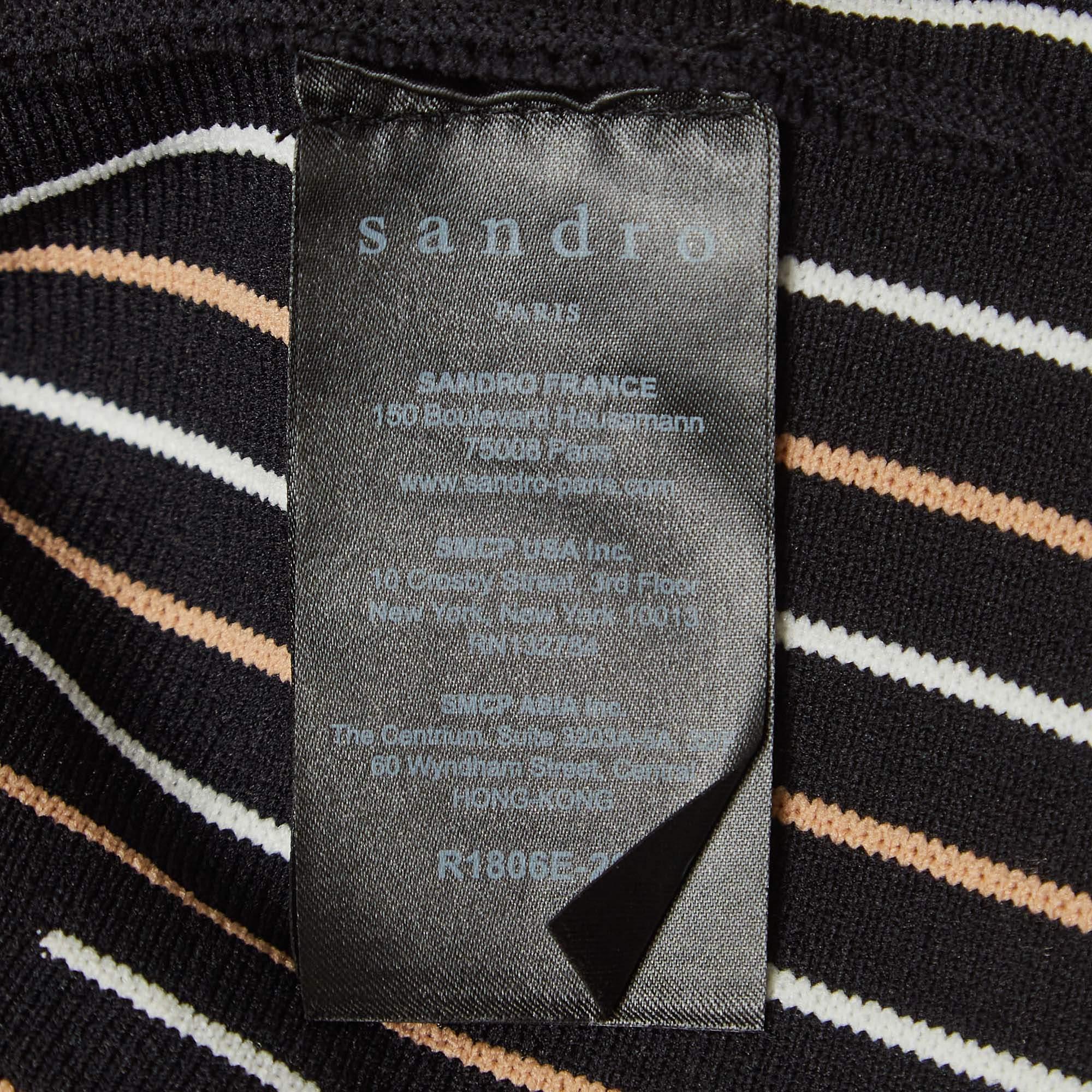 Sandro Black - Robe mi-longue en maille brodée M. Pour femmes en vente