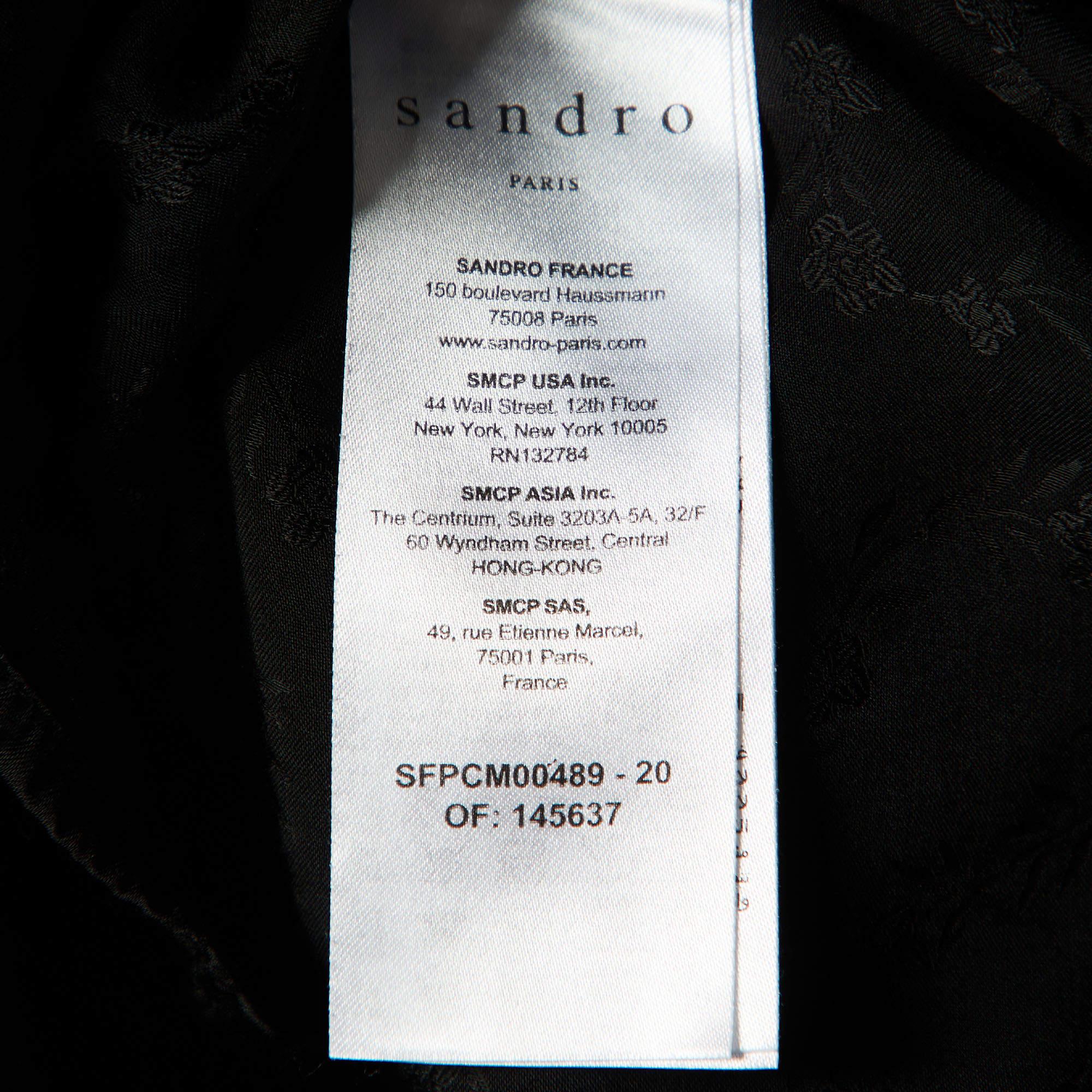 Sandro Black Floral Patterned Satin Top S For Sale 1