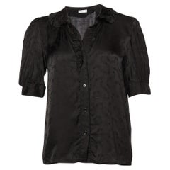 Sandro Black Floral Patterned Satin Top S