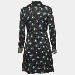 Sandro Black Floral Print Satin Short Dress S