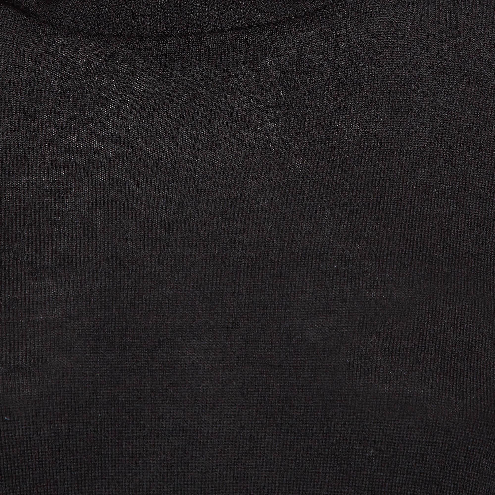 Sandro Black Knit and Satin Detachable Collar Top M In Good Condition For Sale In Dubai, Al Qouz 2
