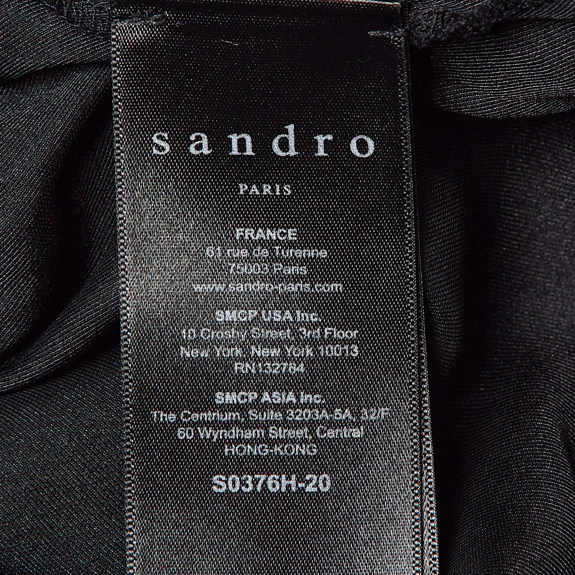 Sandro Black Knit and Satin Detachable Collar Top M For Sale 1