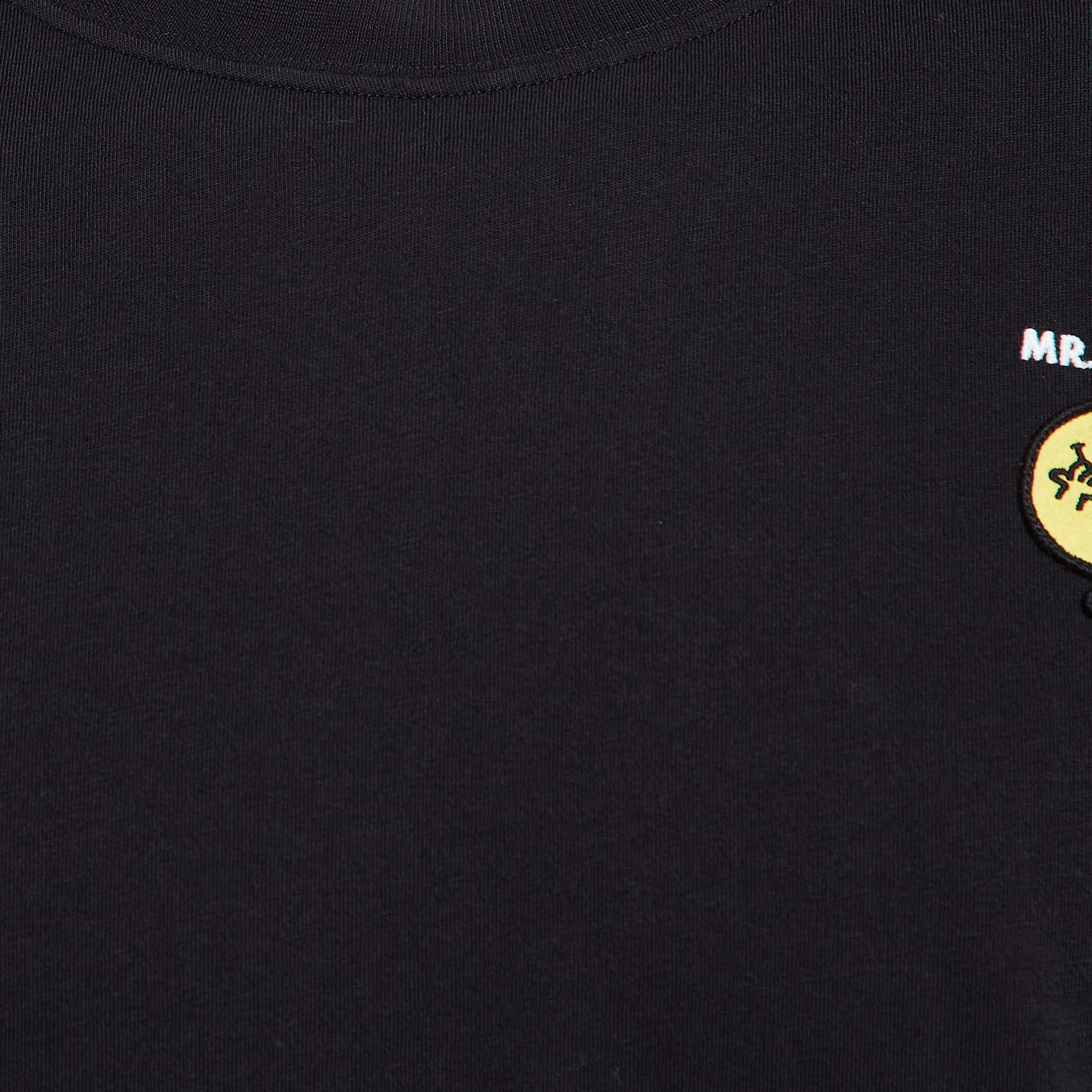 Sandro Black Knit Applique Detail Crew Neck T-Shirt XL In Good Condition For Sale In Dubai, Al Qouz 2