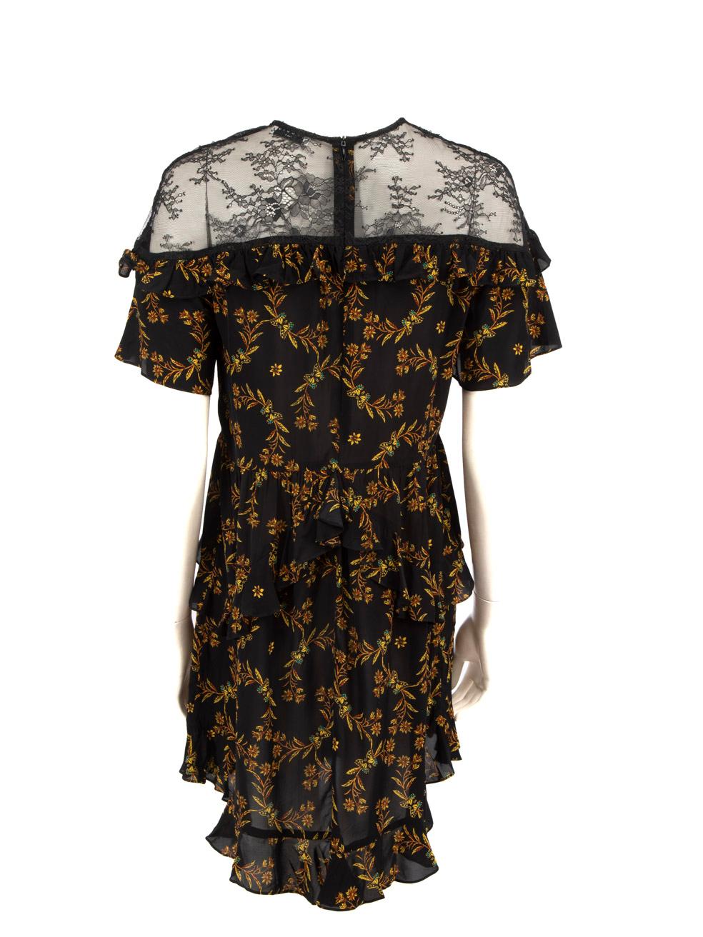 Nero Sandro Mini Dress floreale nero con dettaglio in pizzo taglia M.