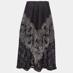 Sandro Black Lace Embroidered Midi Skirt M